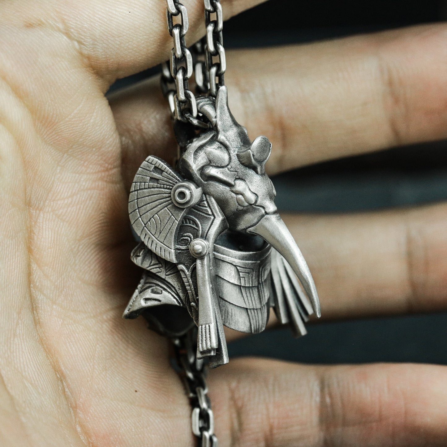 Thoth Ibis Pendant with Cybernetic Style - 925 Sterling Silver Handmade