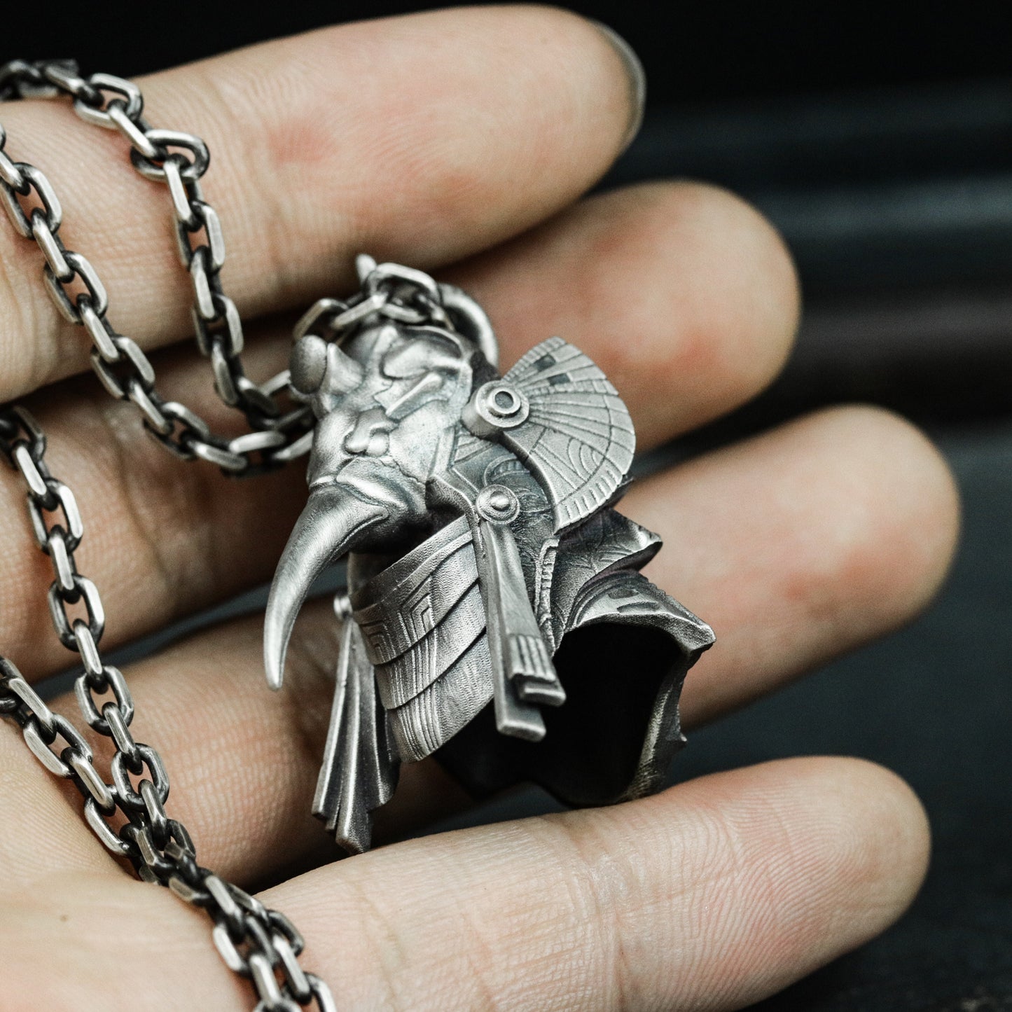 Thoth Ibis Pendant with Cybernetic Style - 925 Sterling Silver Handmade