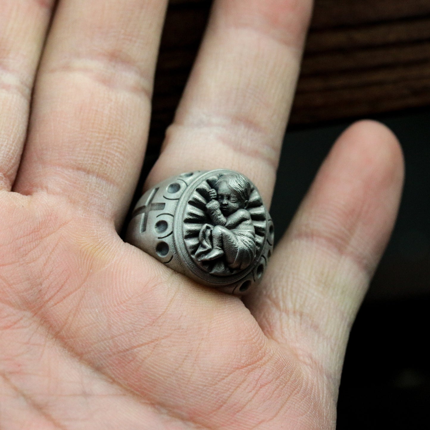 Infant Christ Ring ¨C Handmade 925 Silver Nativity Blessing Band