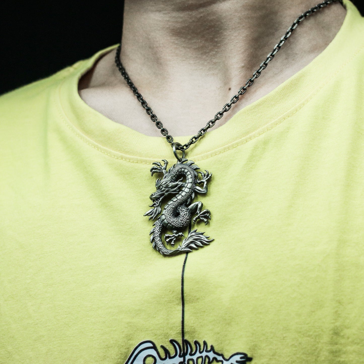 Ascending Dragon Pendant with Pearl ¨C 925 Sterling Silver Handmade
