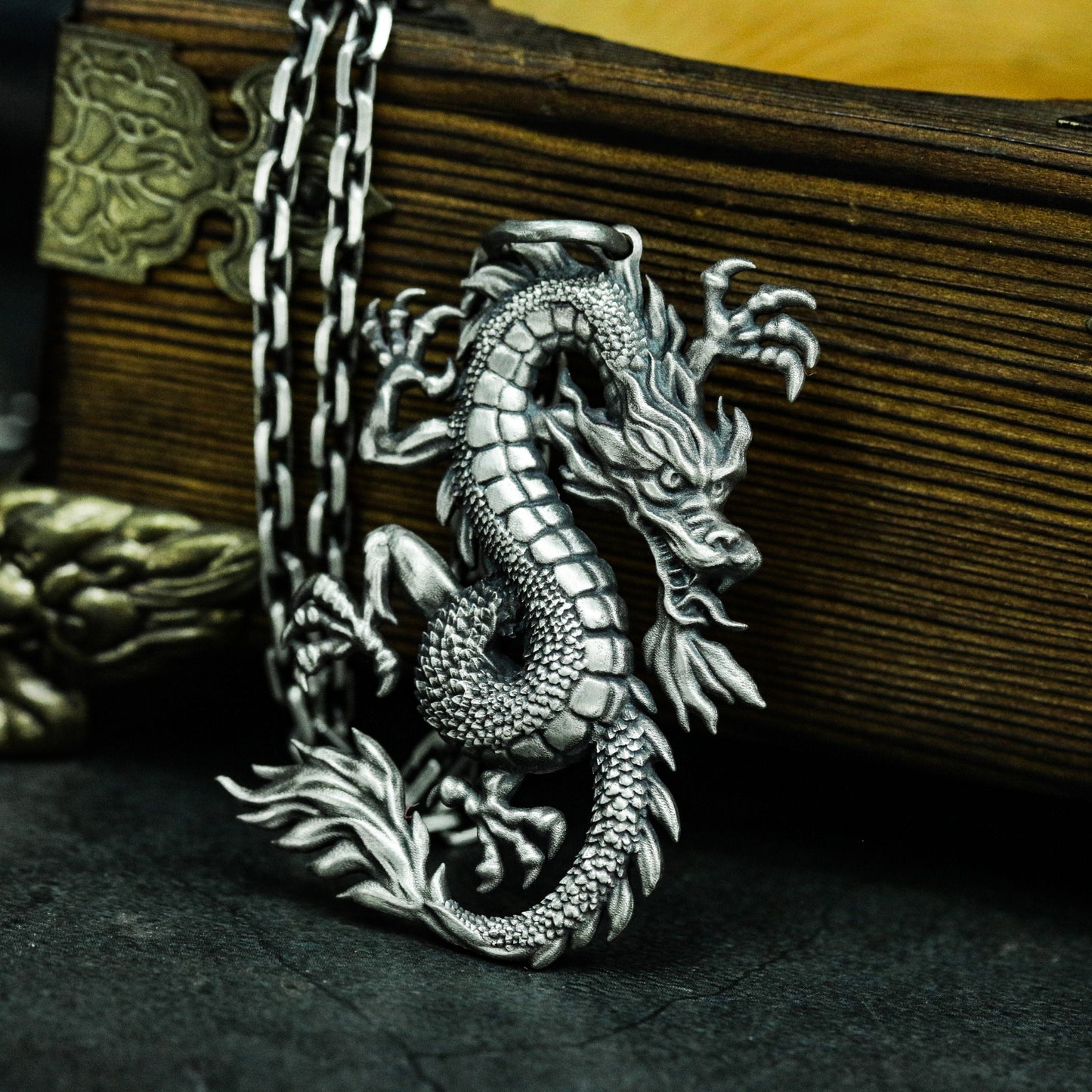 Ascending Dragon Pendant with Pearl ¨C 925 Sterling Silver Handmade