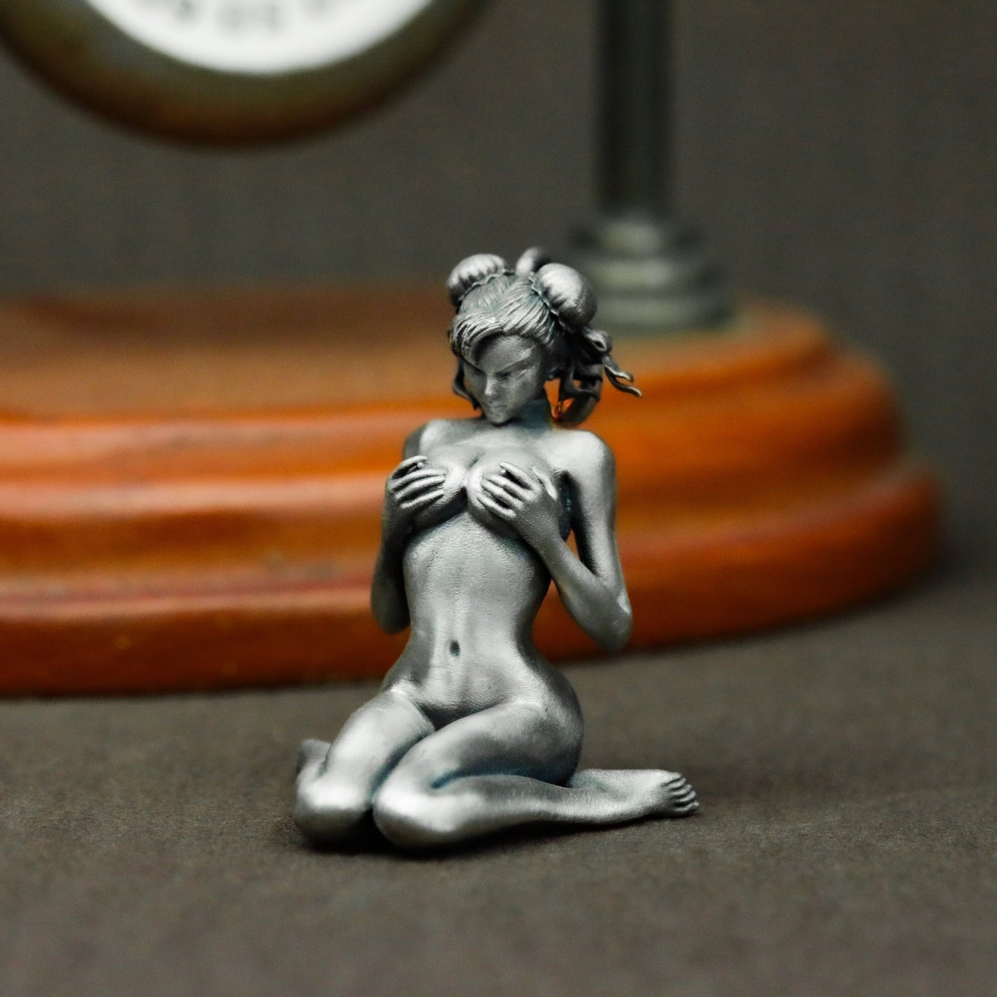 Kneeling Nude Elf Woman Pendant ¨C 925 Sterling Silver Handmade