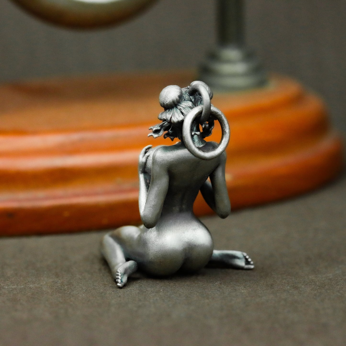 Kneeling Nude Elf Woman Pendant ¨C 925 Sterling Silver Handmade