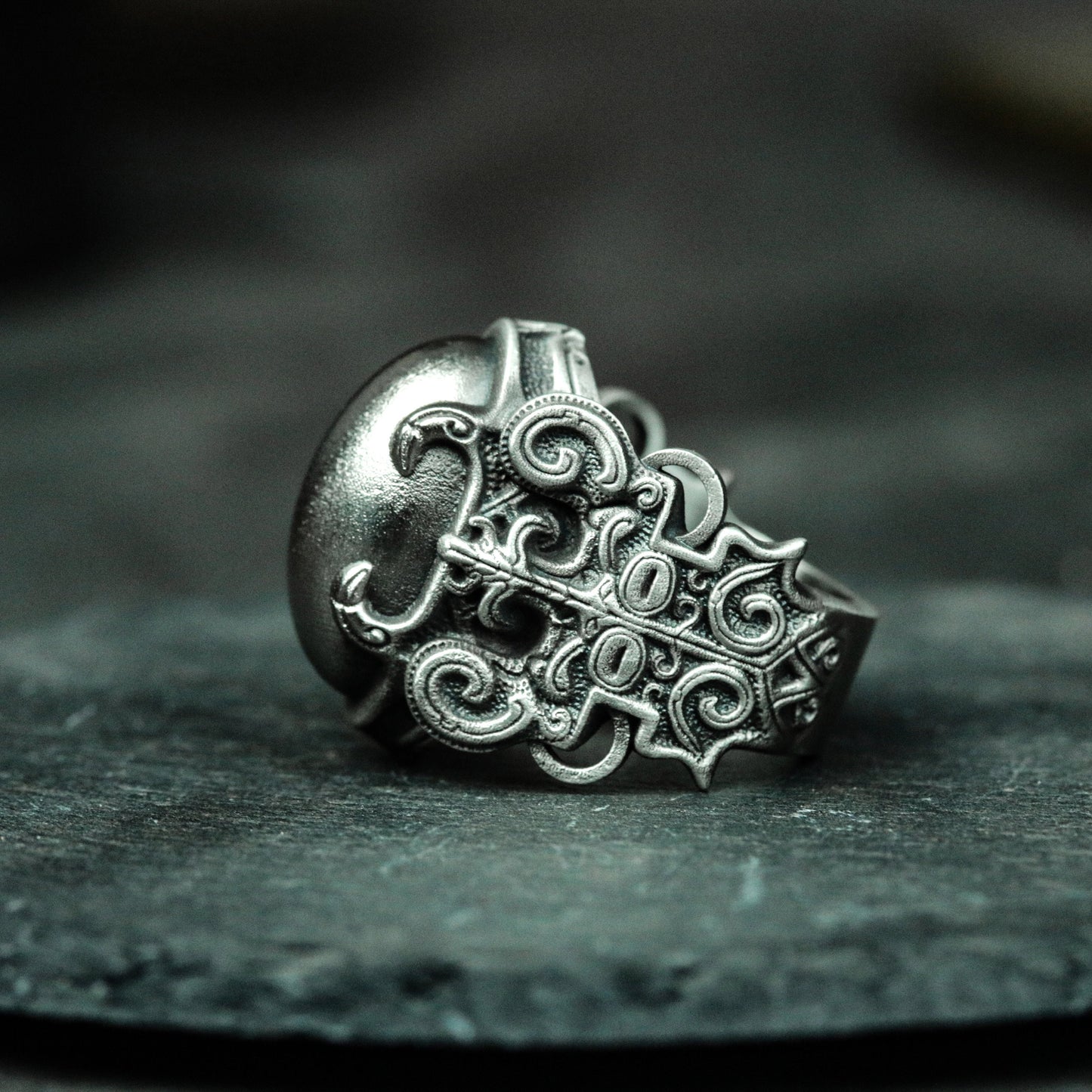 Taotie Texture Ring - 925 Silver Handmade