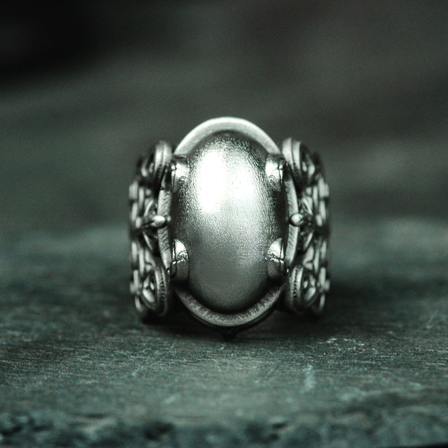 Taotie Texture Ring - 925 Silver Handmade