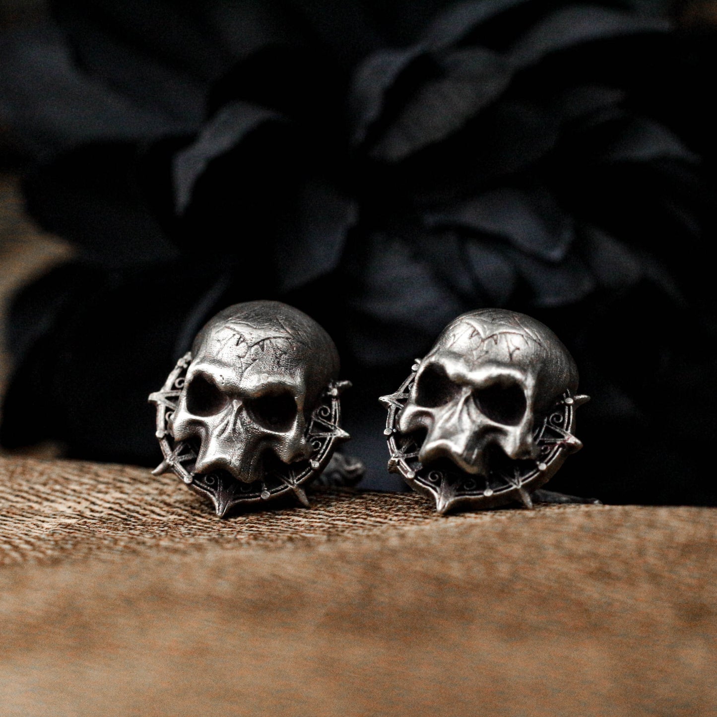 Astrological Wheel Skull Cufflinks - 925 Sterling Silver Handmade