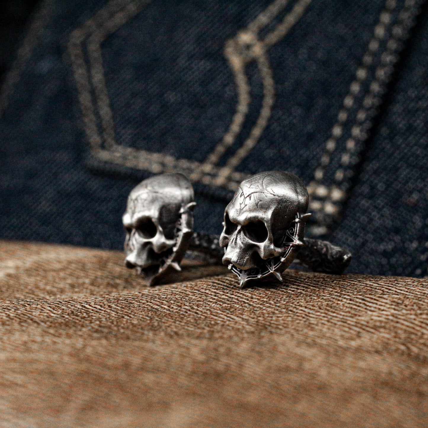 Astrological Wheel Skull Cufflinks - 925 Sterling Silver Handmade