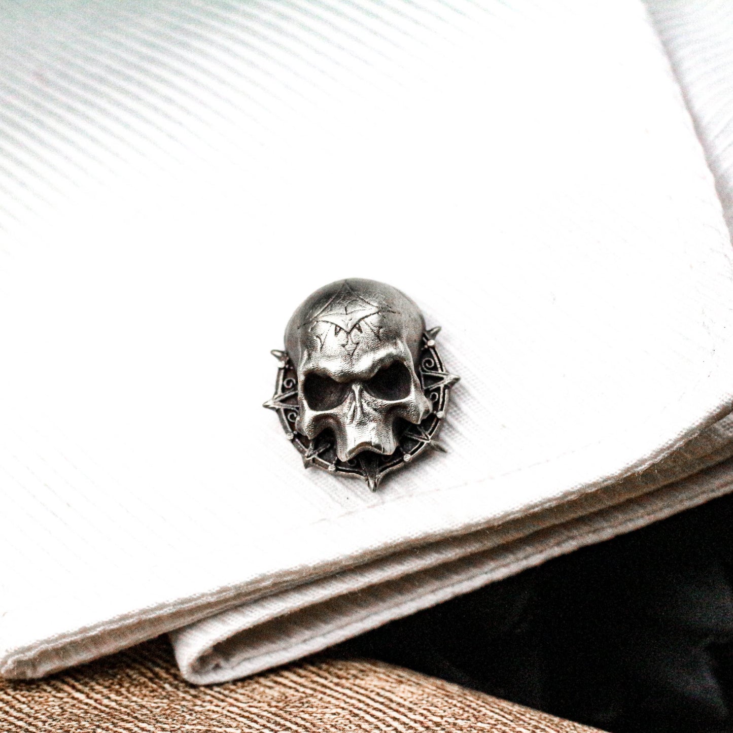 Astrological Wheel Skull Cufflinks - 925 Sterling Silver Handmade