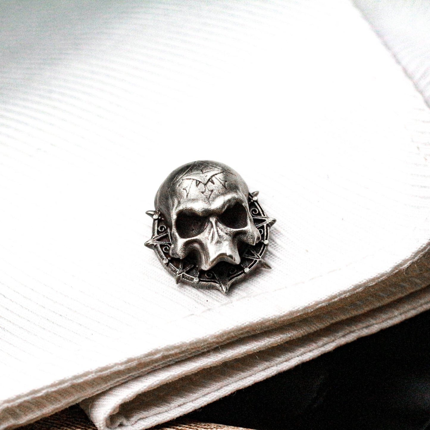 Astrological Wheel Skull Cufflinks - 925 Sterling Silver Handmade