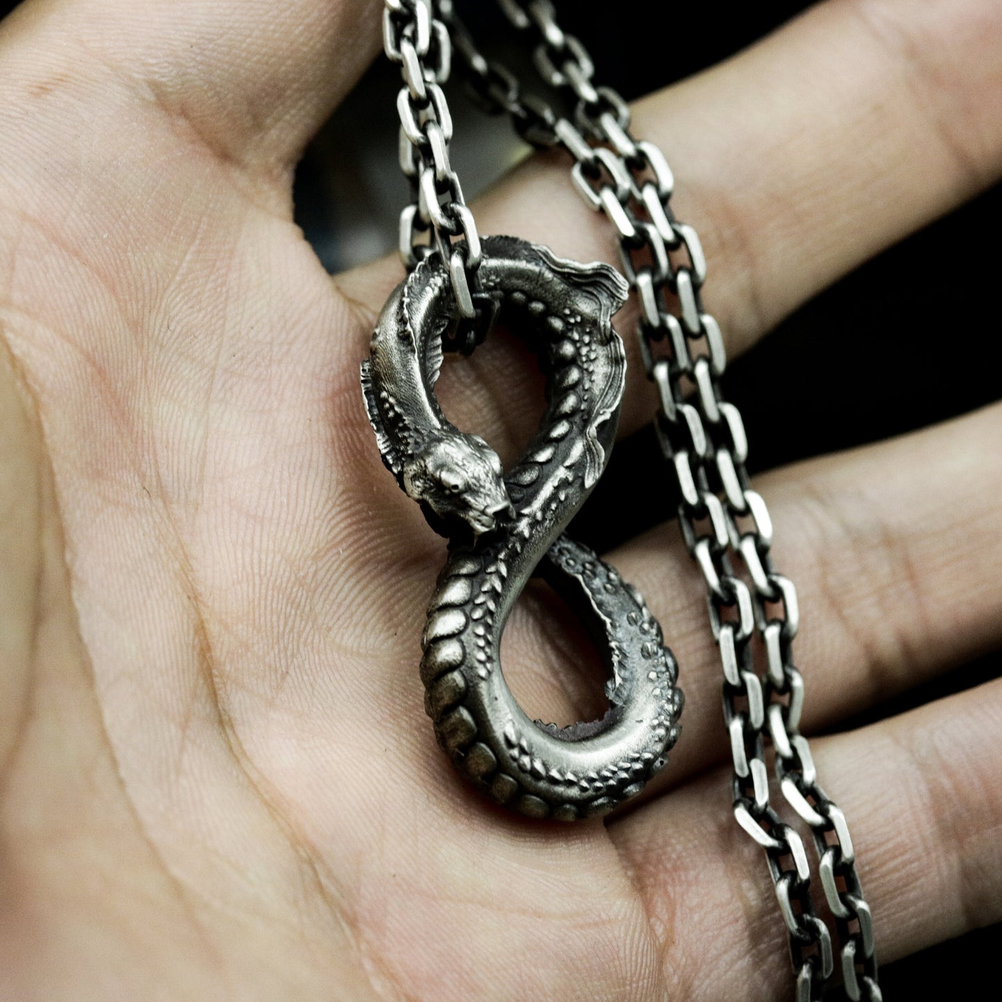 Ouroboros Snake Pendant ¨C 925 Silver Handmade