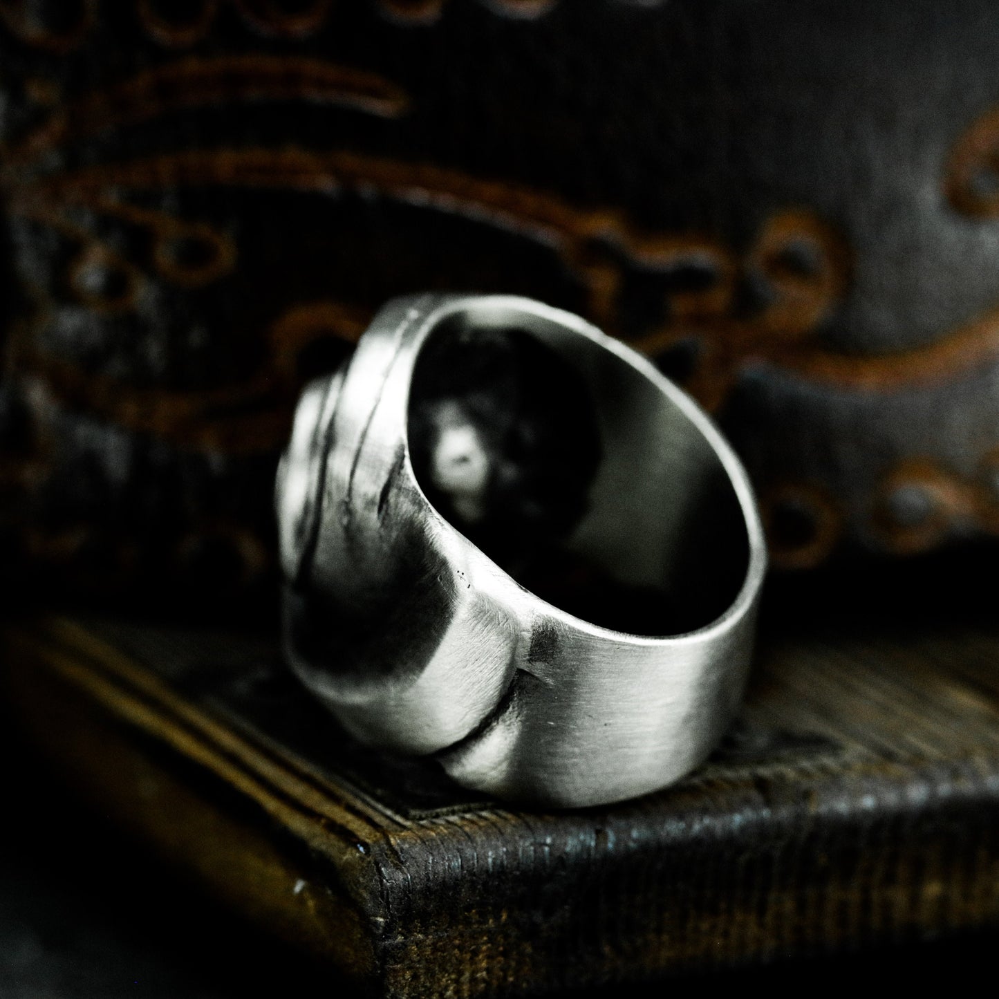 One-Eyed Swirl Skull Ring - 925 Silver Handmade