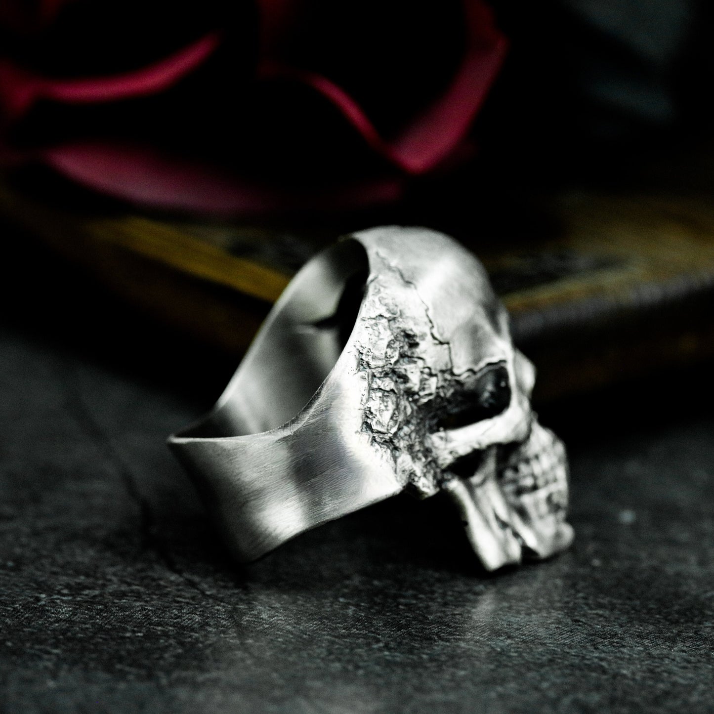 Half Skull Ring - 925 Silver Handmade Death & Decay