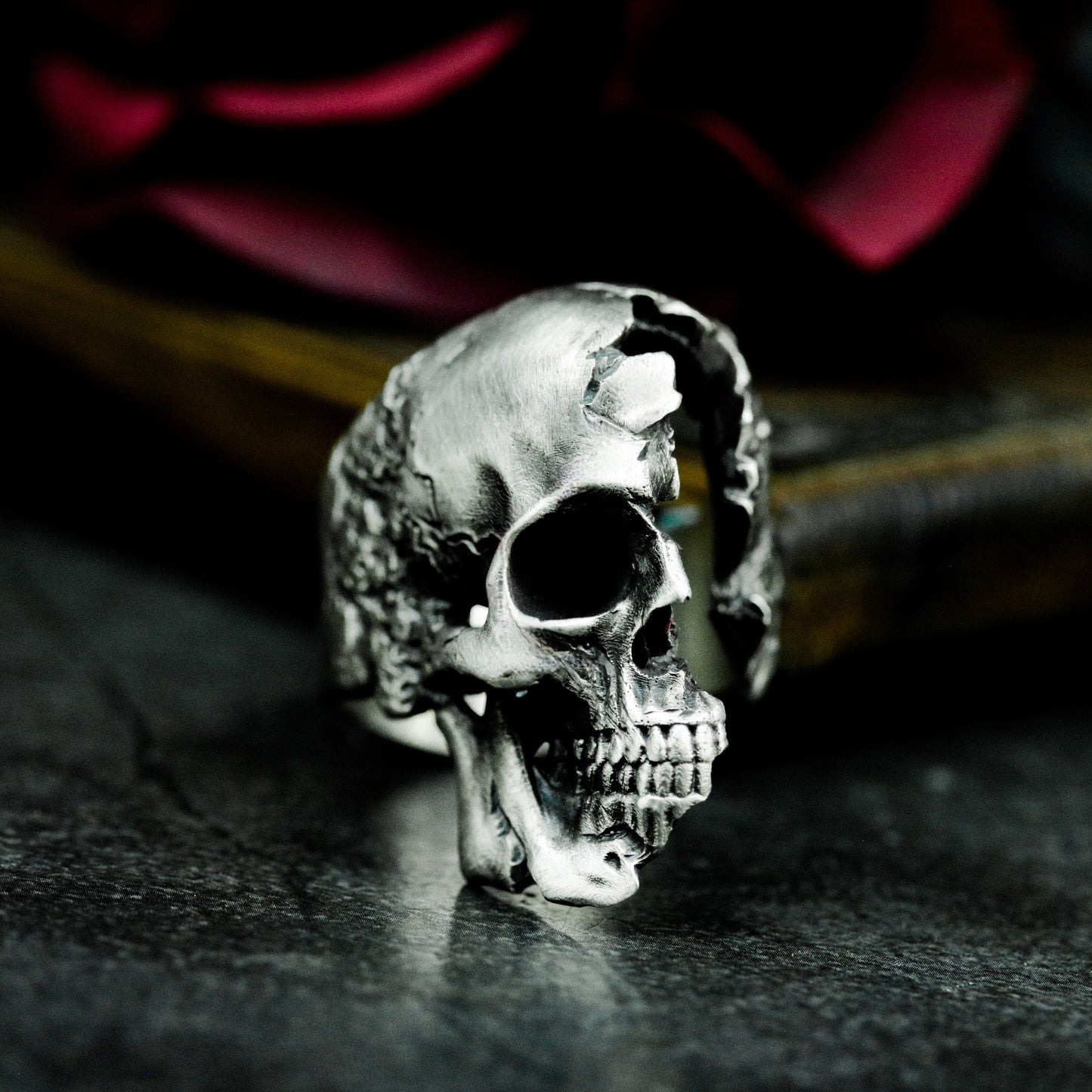 Half Skull Ring - 925 Silver Handmade Death & Decay