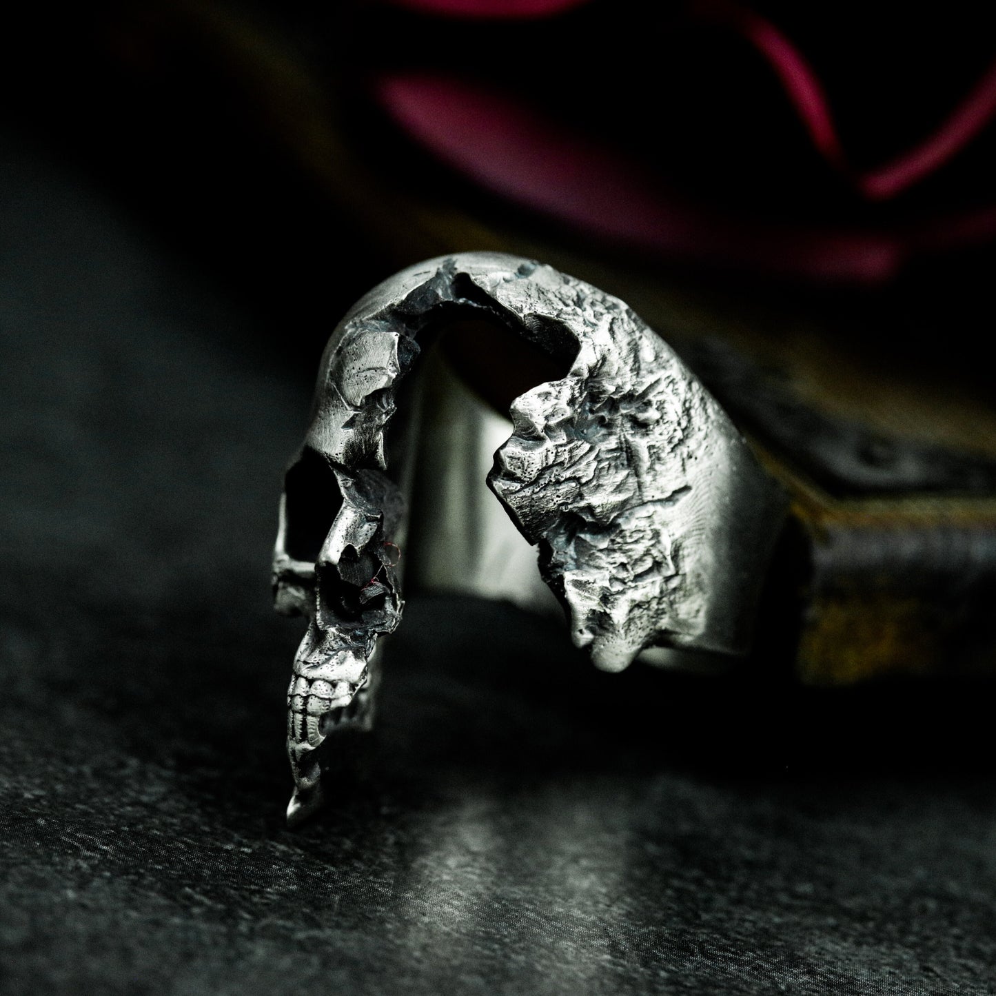 Half Skull Ring - 925 Silver Handmade Death & Decay