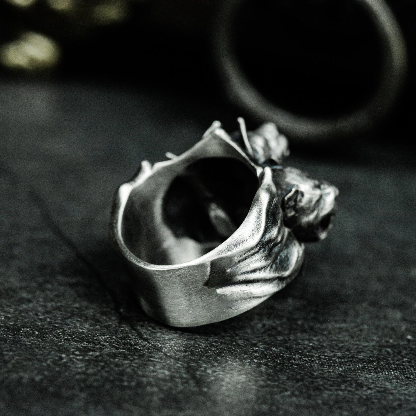 Hyena Trio Ring ¨C Handmade 925 Silver Snarling Pack Band