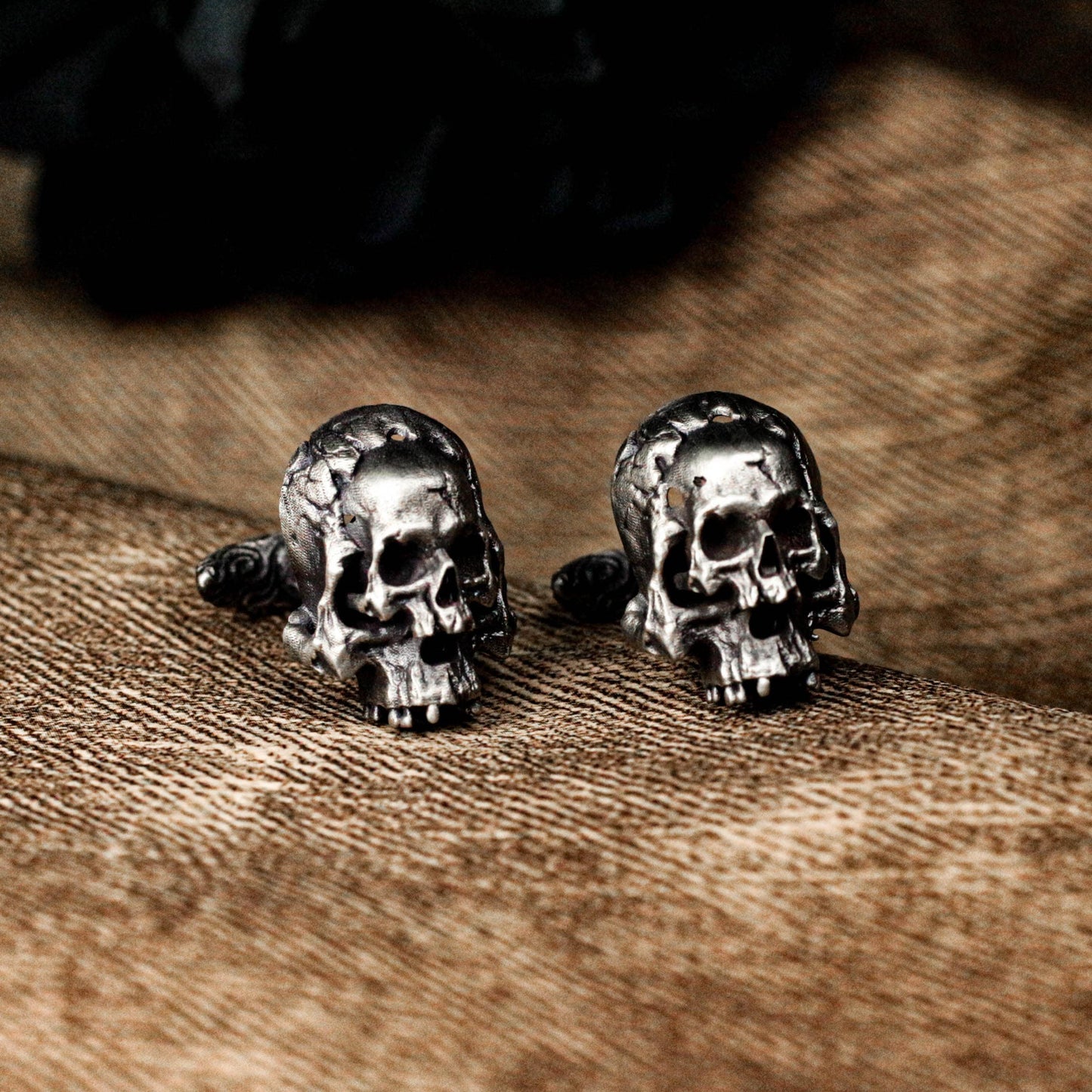 Halfjaw Skull Cufflinks - 925 Sterling Silver Handmade