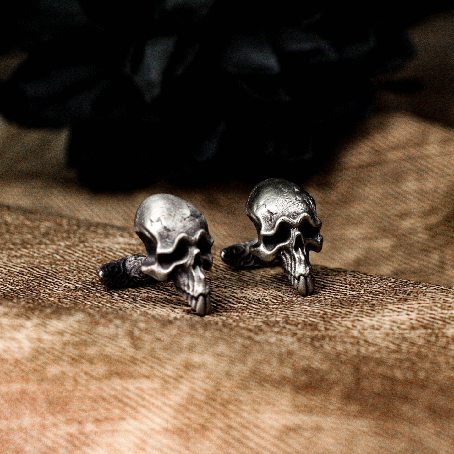 Obscene Bucktooth Skull Cufflinks - 925 Silver Handmade