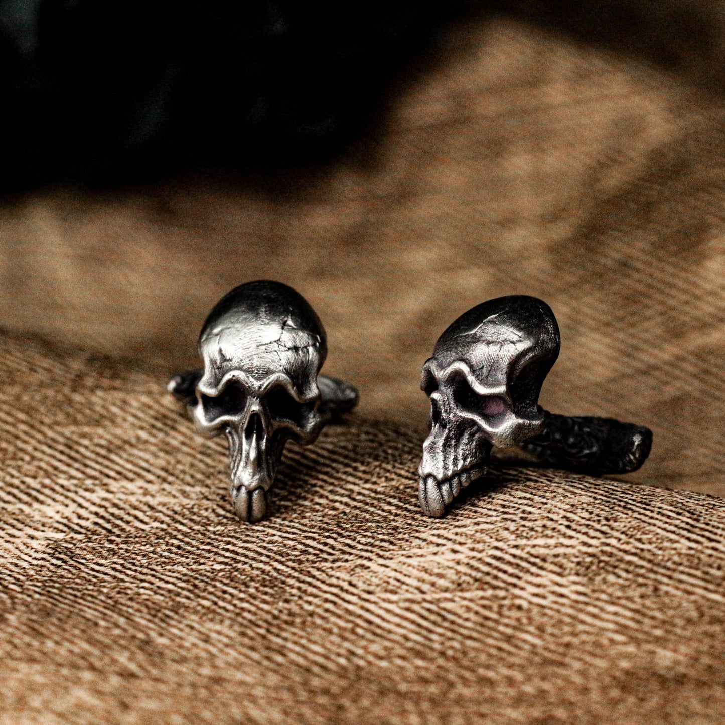 Obscene Bucktooth Skull Cufflinks - 925 Silver Handmade