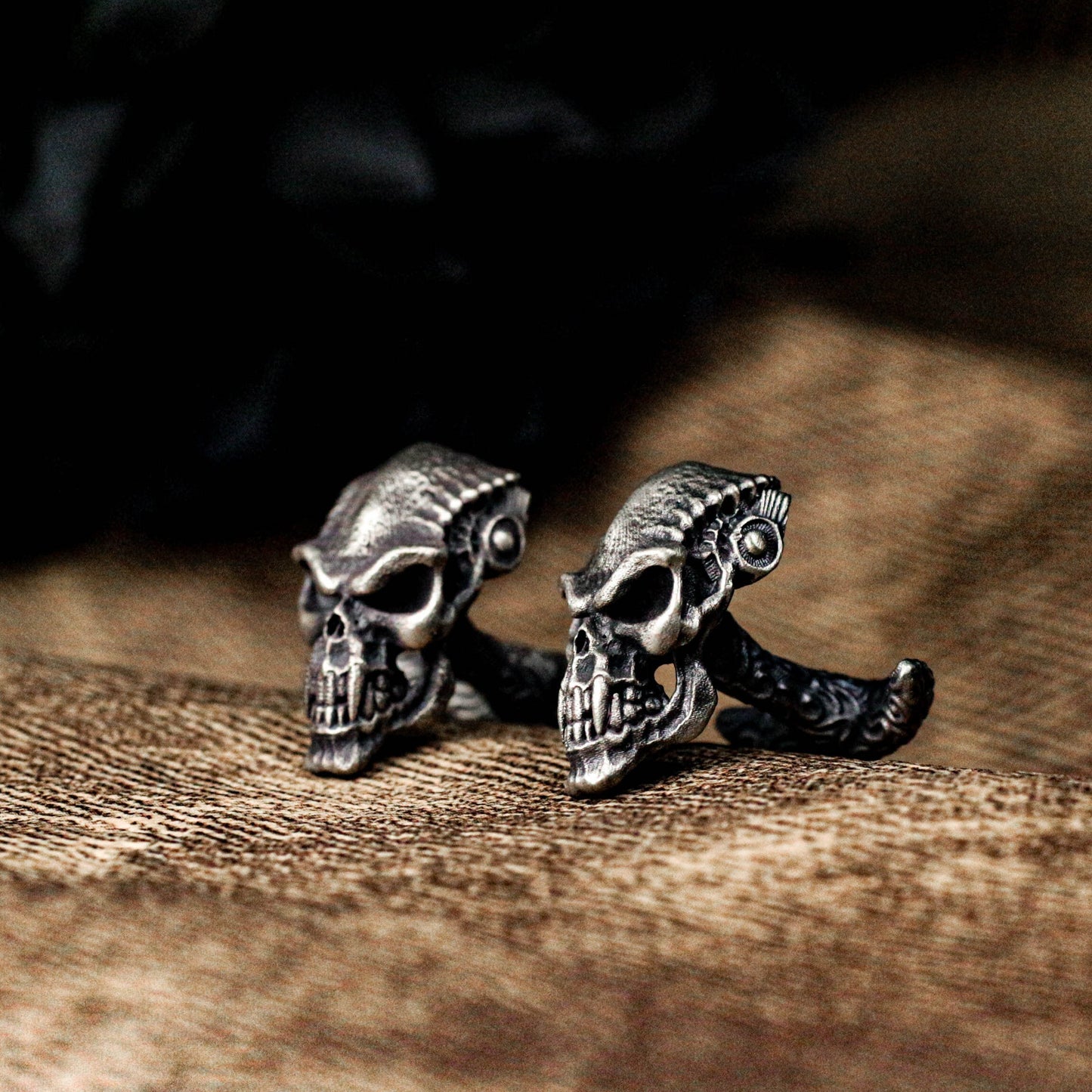 Skeleton Warrior Skull Cufflinks - 925 Sterling Silver Handmade