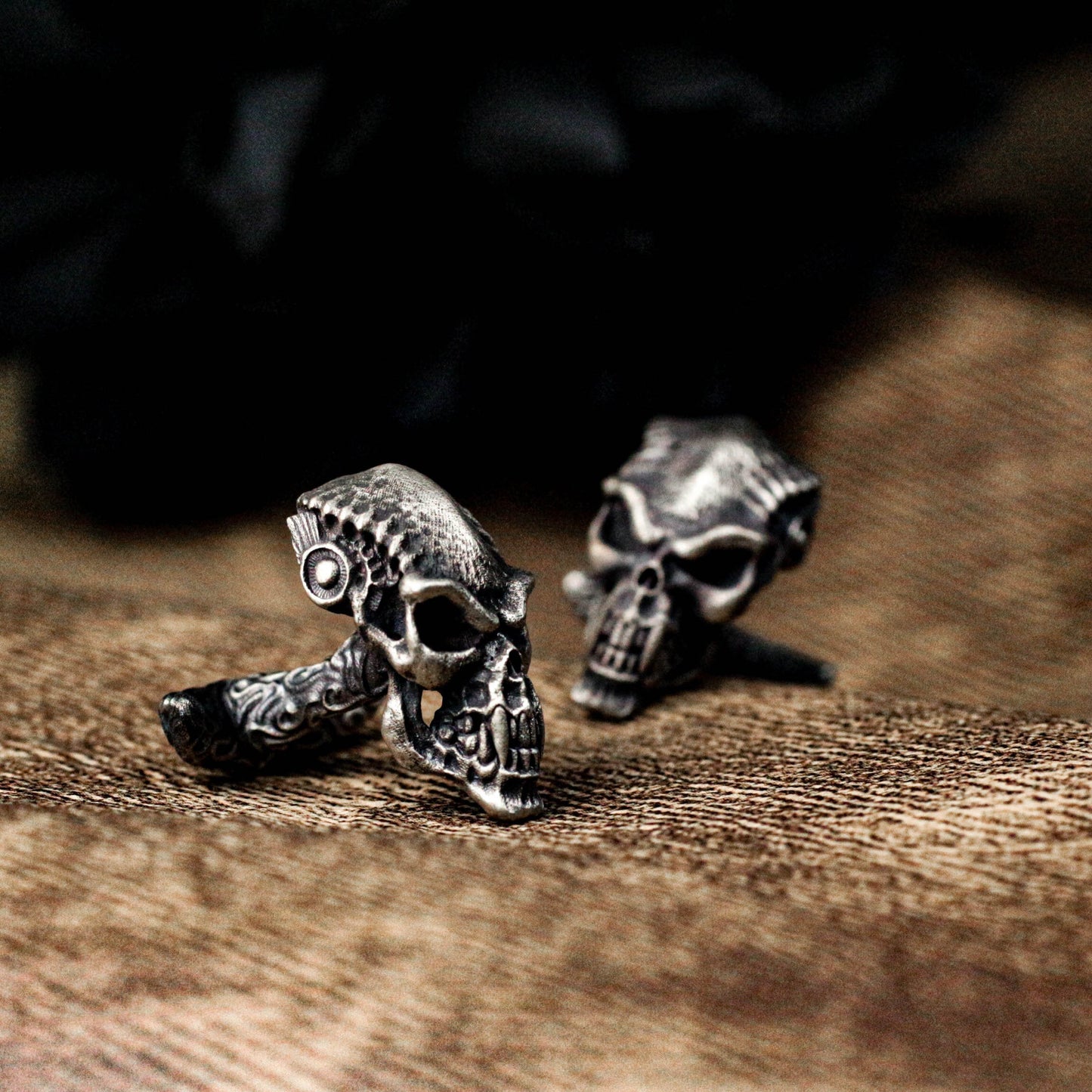 Skeleton Warrior Skull Cufflinks - 925 Sterling Silver Handmade