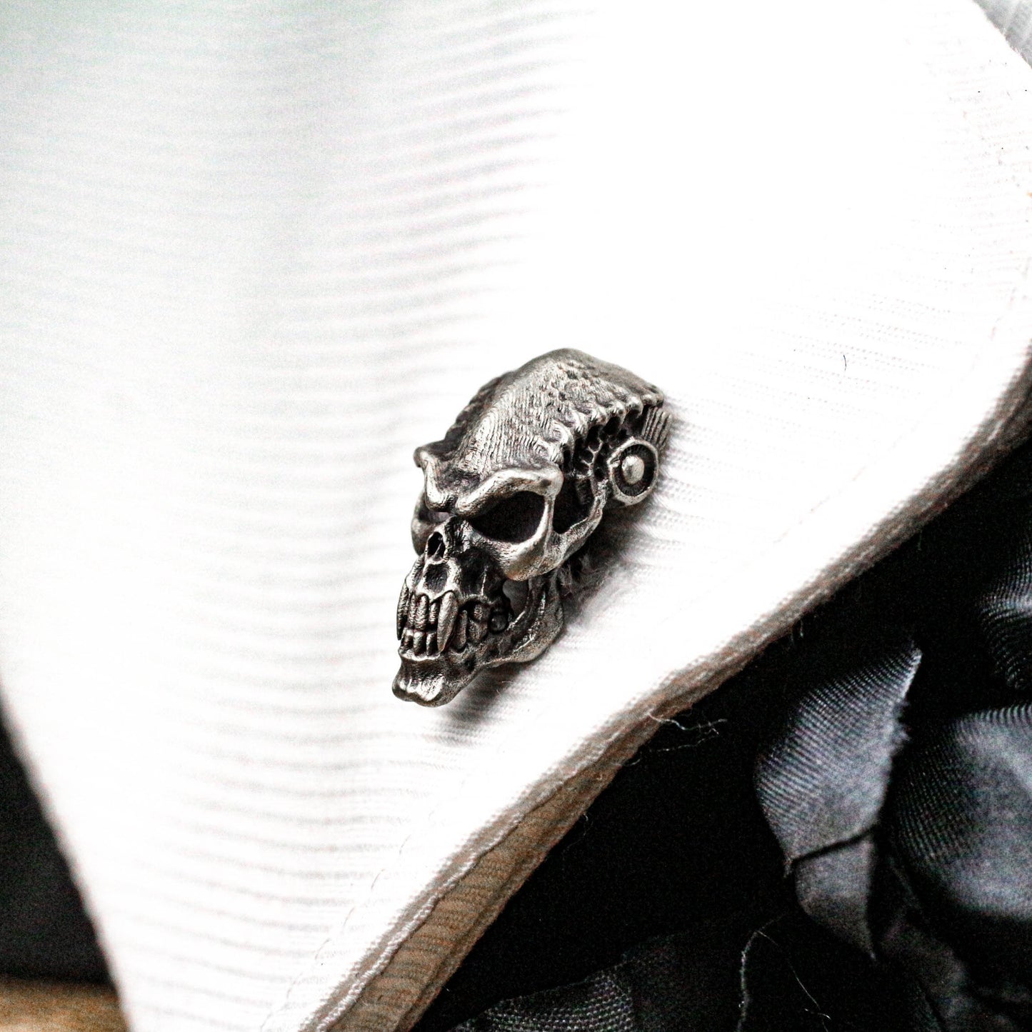 Skeleton Warrior Skull Cufflinks - 925 Sterling Silver Handmade