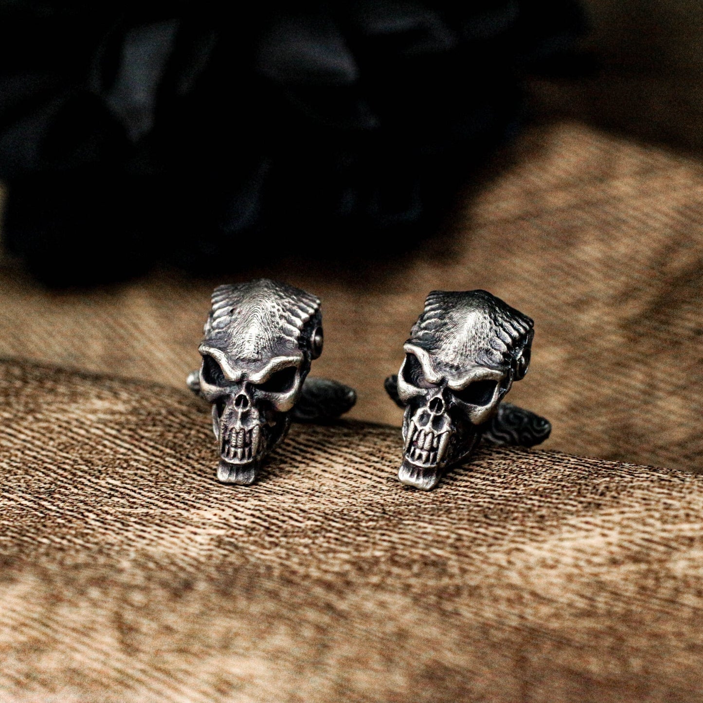 Skeleton Warrior Skull Cufflinks - 925 Sterling Silver Handmade