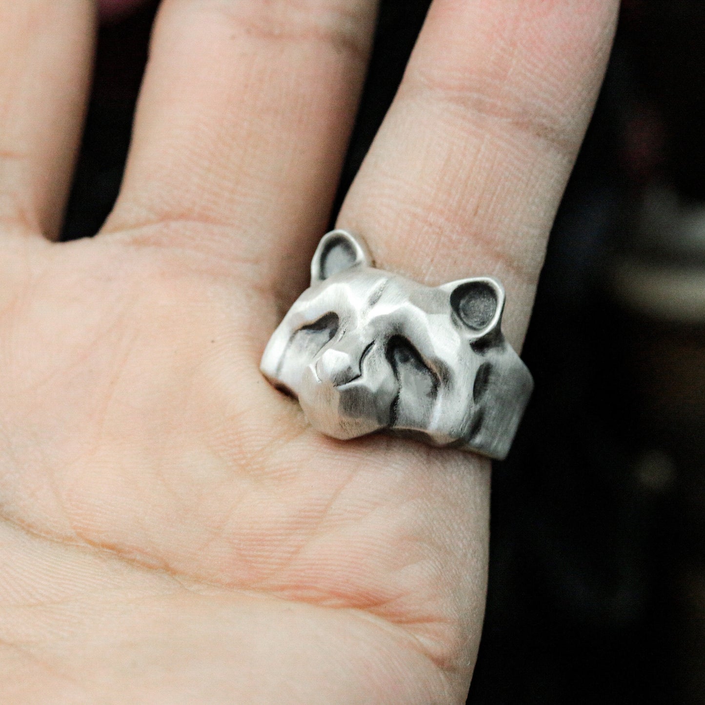 Raccoon Minimalist Ring ¨C 925 Silver Handmade