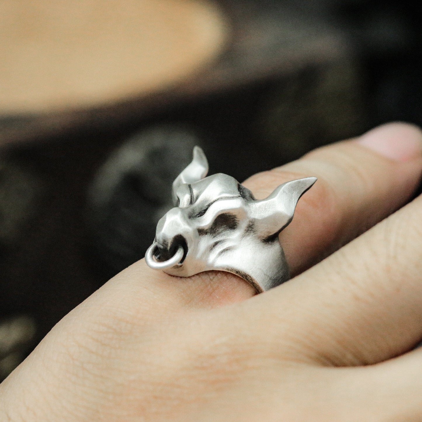 Bull Minimalist Ring ¨C 925 Silver Handmade