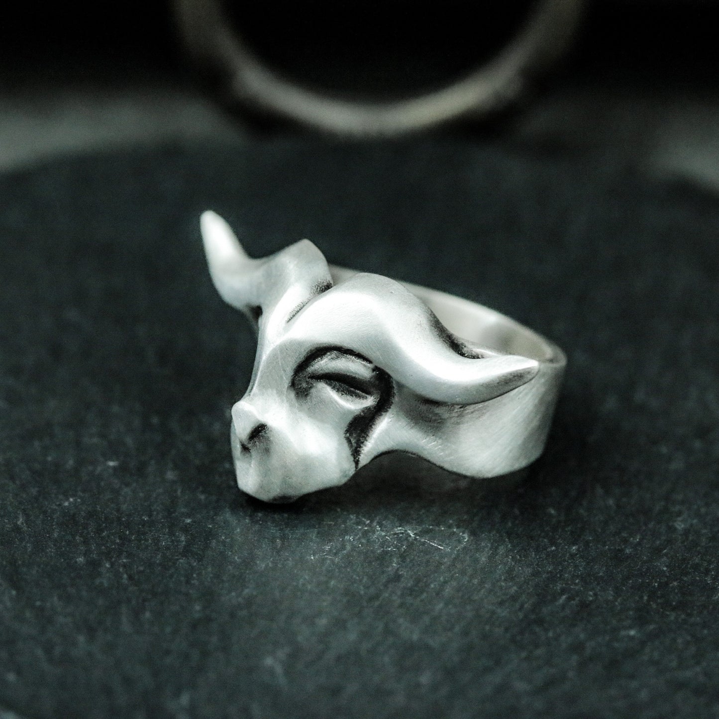 Bull Skull Ring ¨C 925 Silver Handmade
