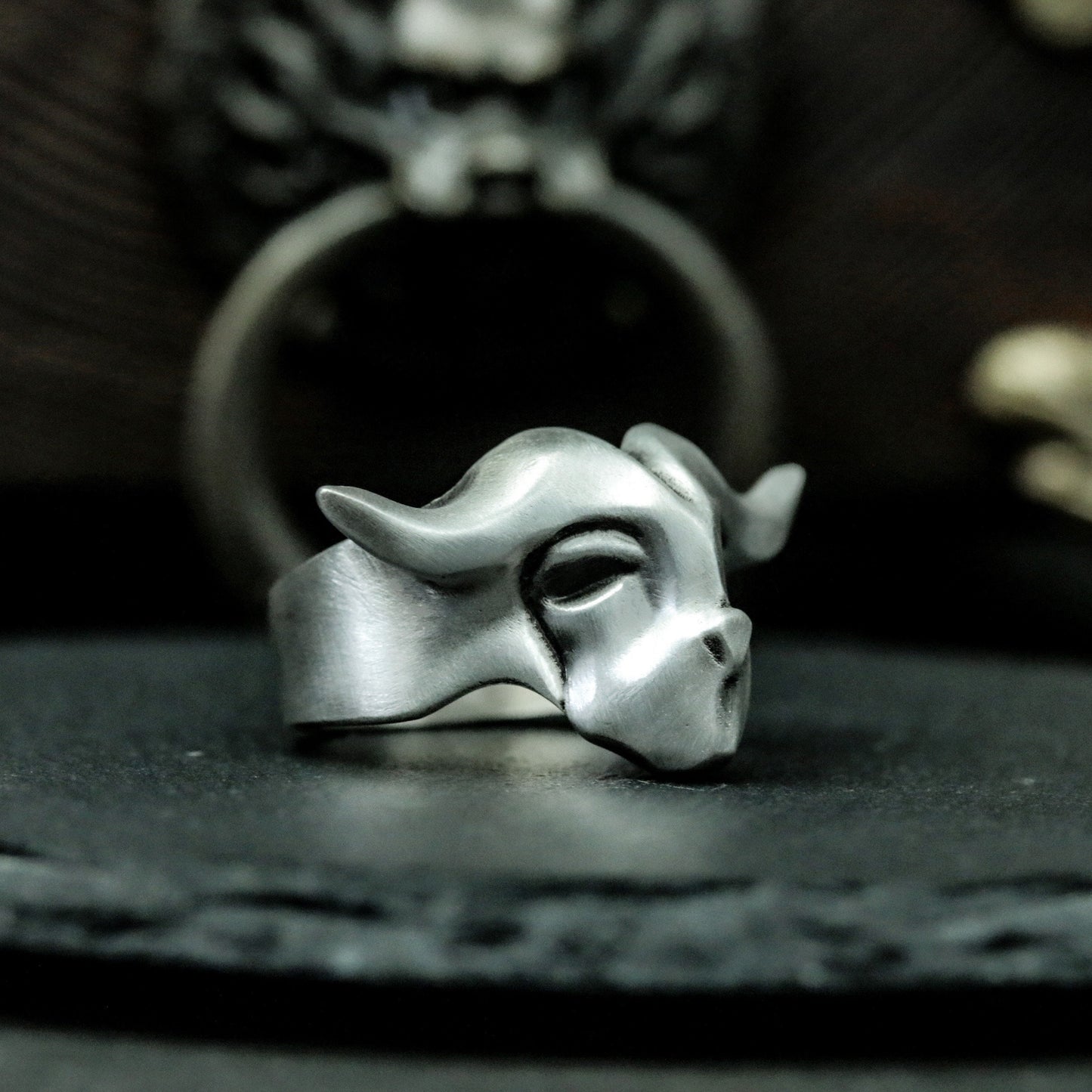 Bull Skull Ring ¨C 925 Silver Handmade