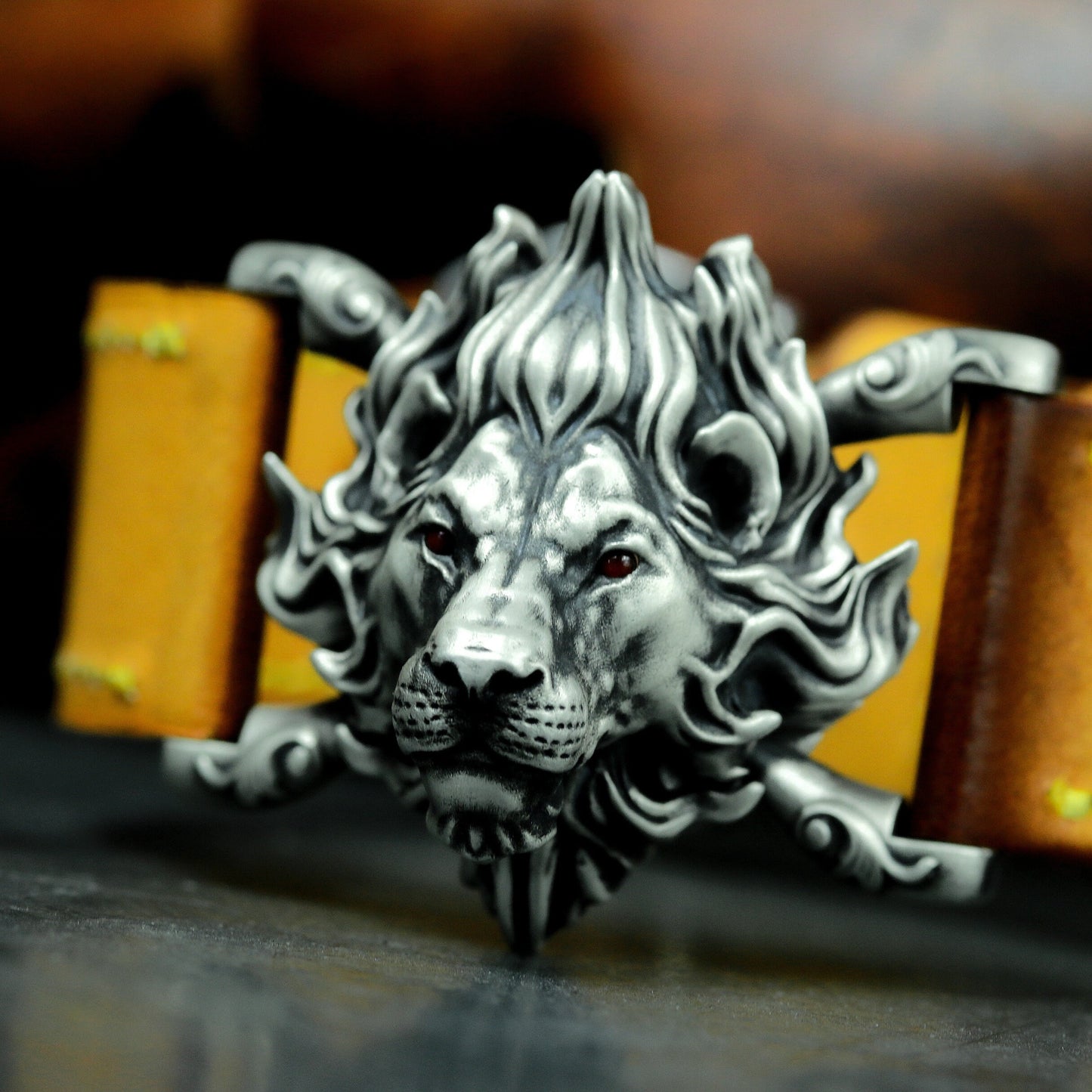 Lion Head Bracelet ¨C Handmade 925 Silver King of Jungle Wristband