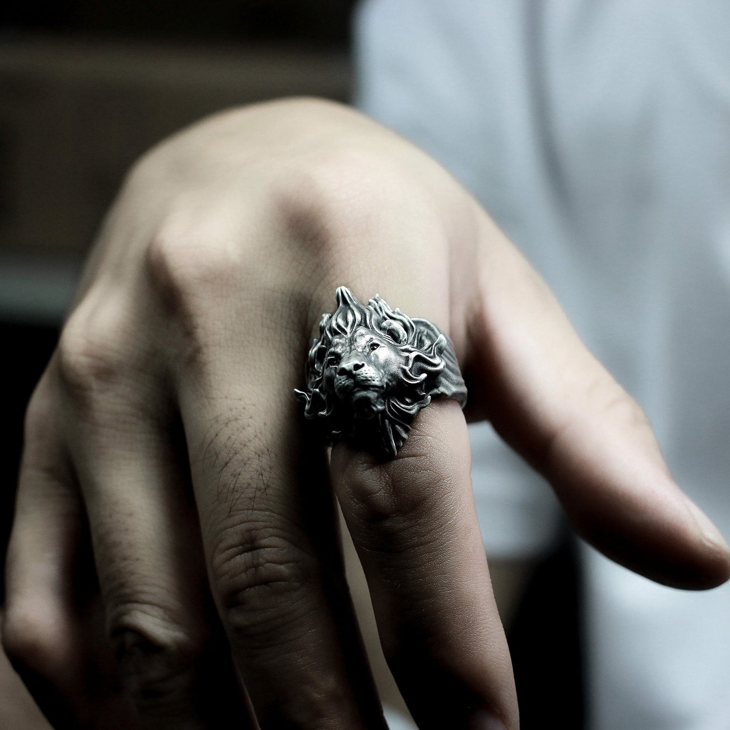 Flame Lion Ring ¨C Handmade 925 Silver Fierce Guardian Band
