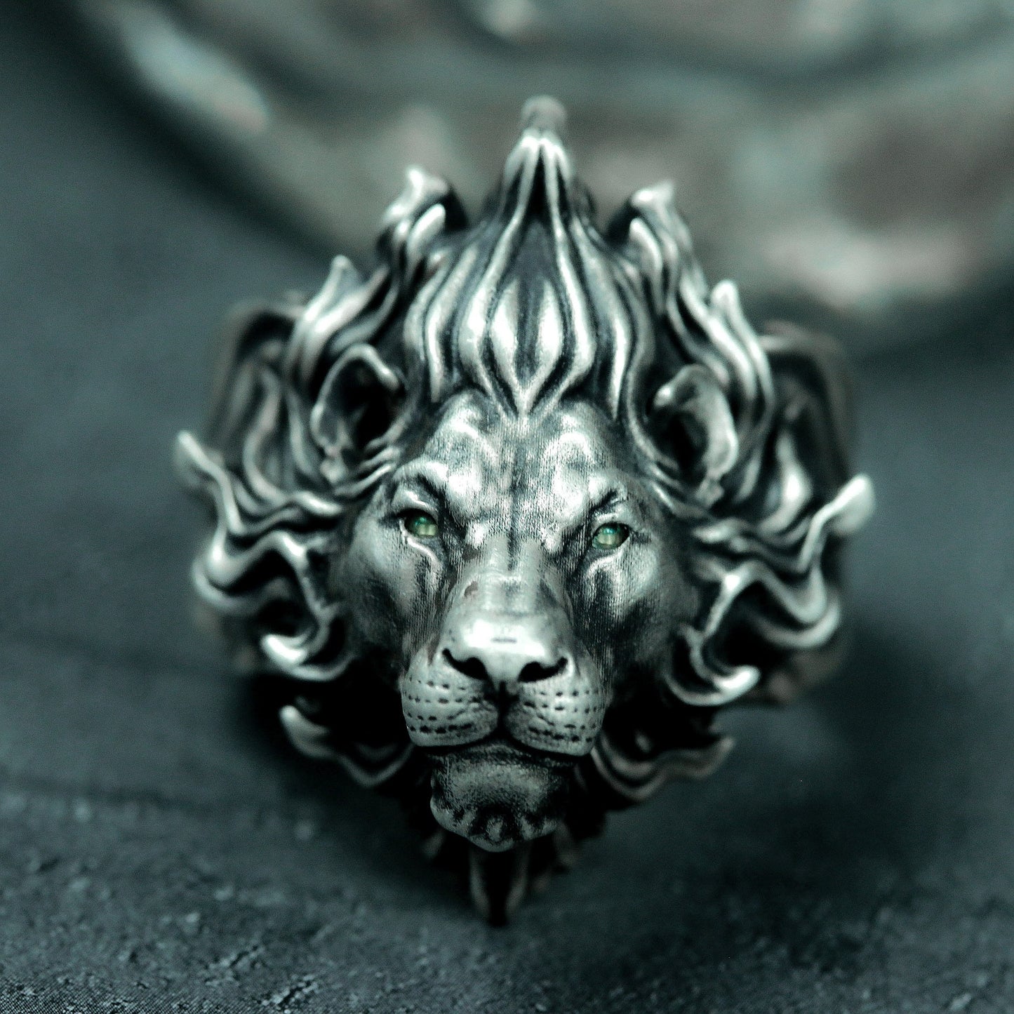 Flame Lion Ring ¨C Handmade 925 Silver Fierce Guardian Band