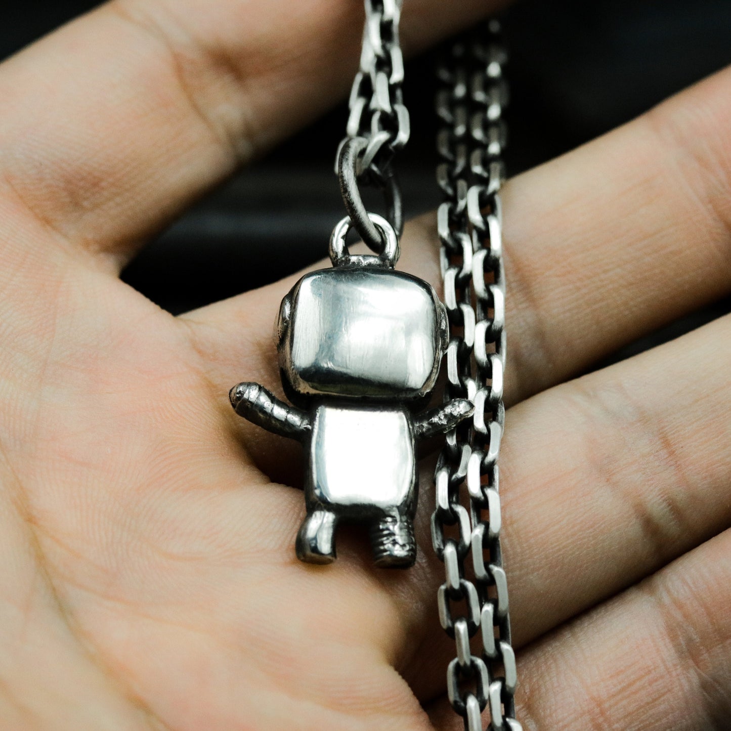 Asymmetric Robot Pendant - 925 Silver Handmade