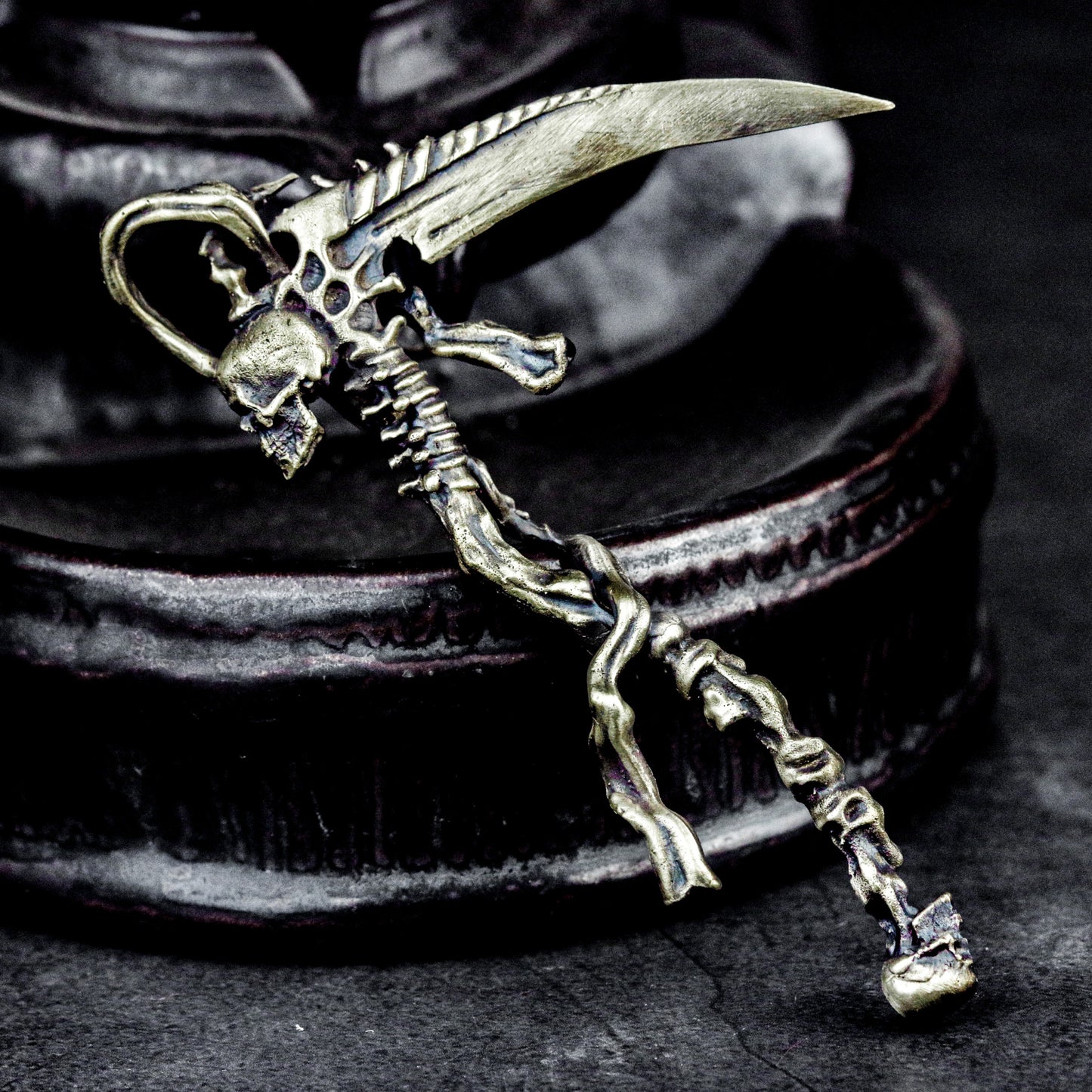 Minimal Grim Reaper Pendant with Long Scythe ¨C 925 Sterling Silver Handmade