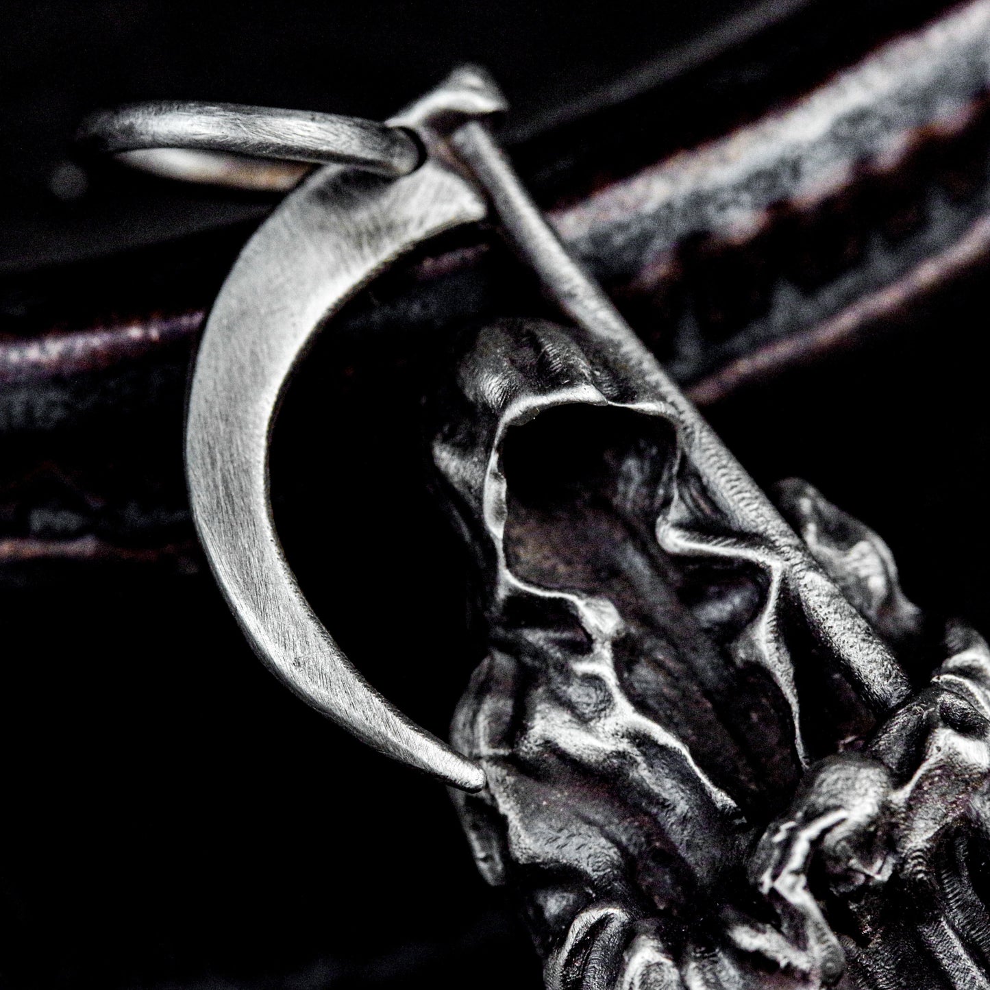 Hooded Reaper Pendant with Arched Blade ¨C 925 Sterling Silver Handmade
