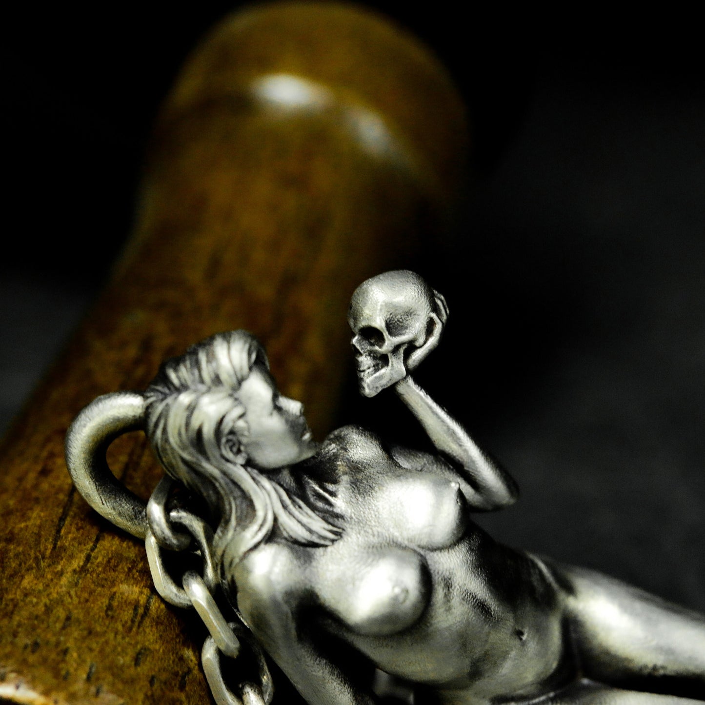 Witch & Skull Pendant - 925 Silver Handmade