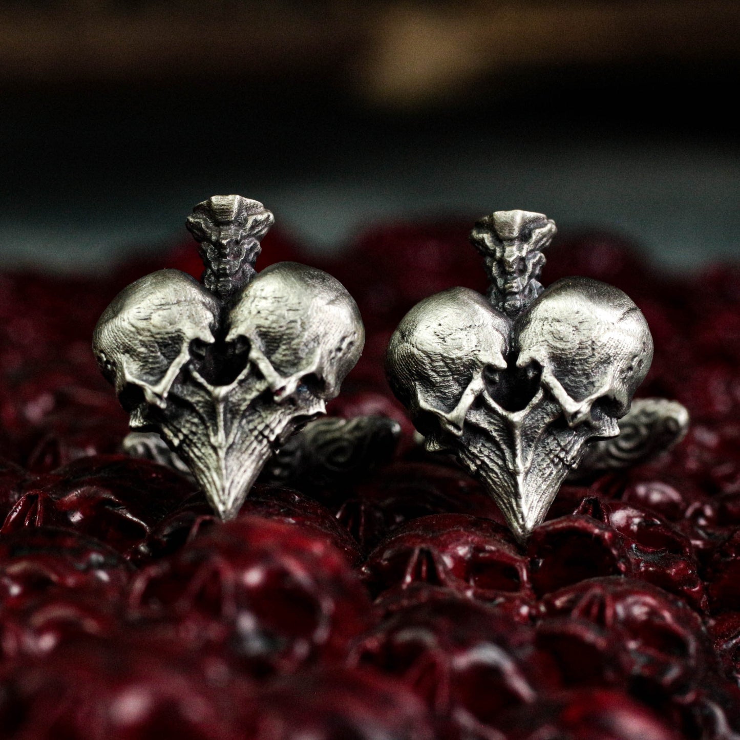 Skeleton Heart Cufflinks - Handmade in 925 Sterling Silver