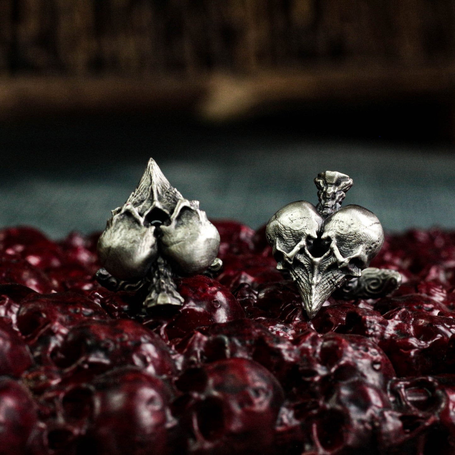 Skeleton Heart Cufflinks - Handmade in 925 Sterling Silver