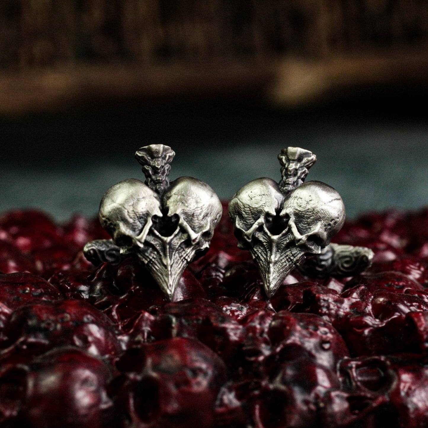 Skeleton Heart Cufflinks - Handmade in 925 Sterling Silver