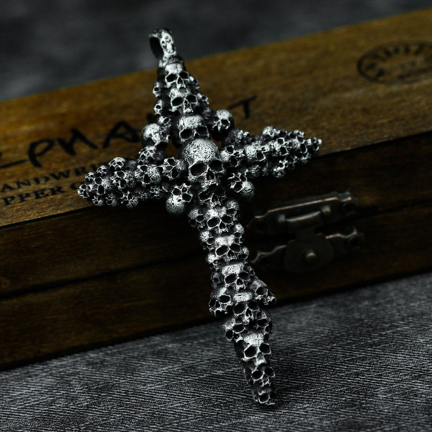 Skull Cross Pendant with Cluster Design ¨C 925 Sterling Silver Handmade