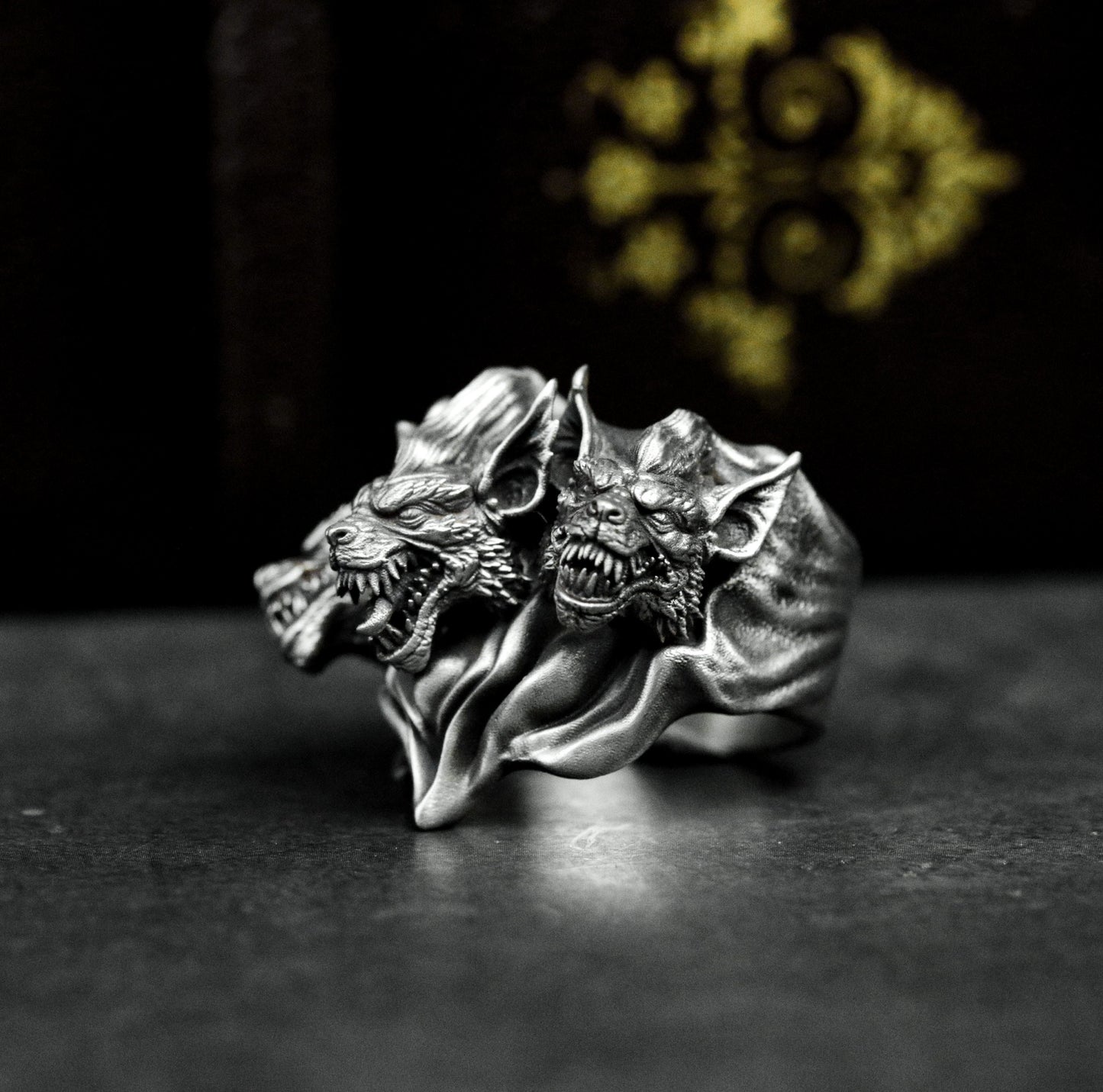 Three Wolf Ring ¨C Handmade 925 Silver Triple Howl Beast Band