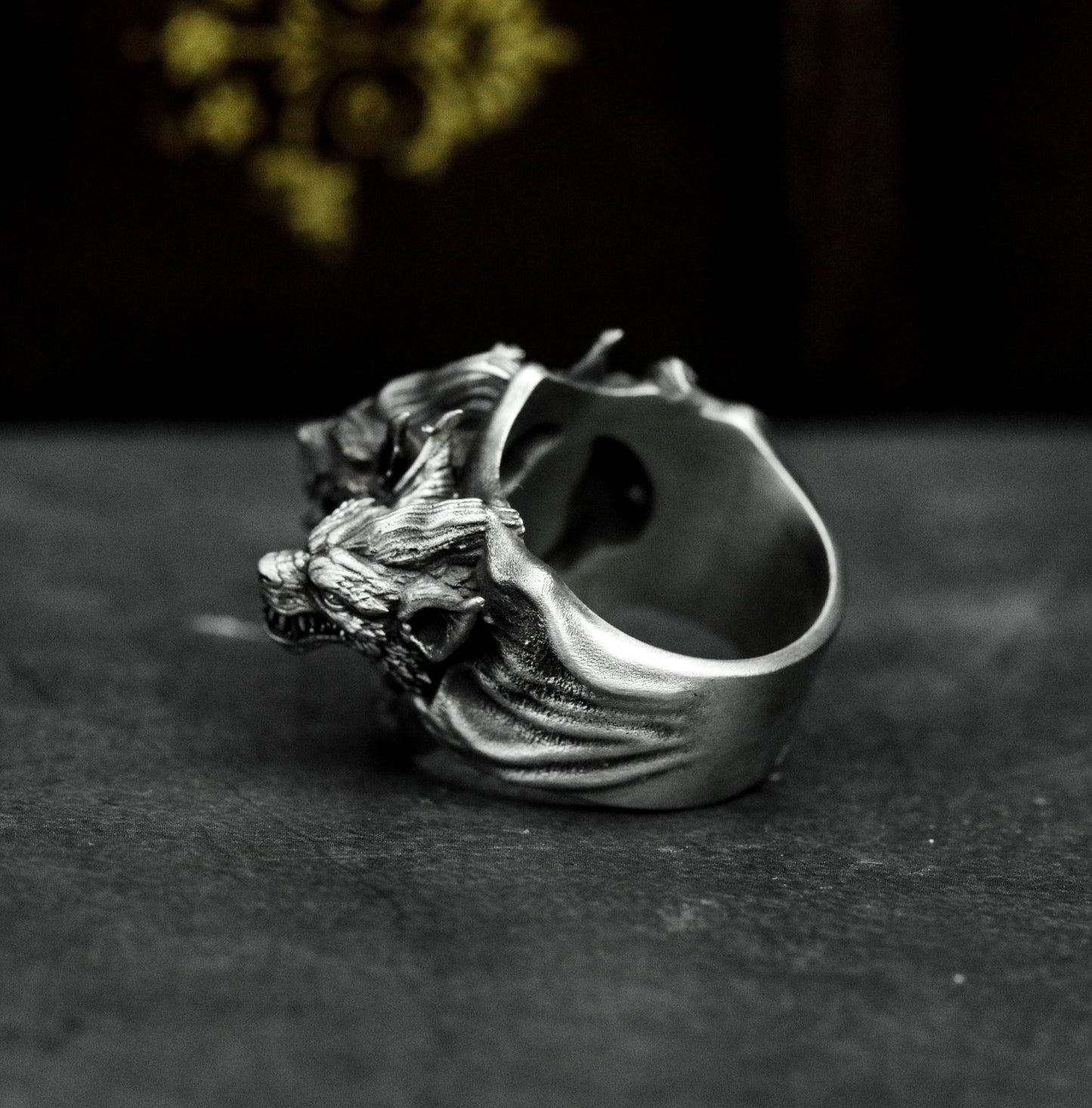Three Wolf Ring ¨C Handmade 925 Silver Triple Howl Beast Band