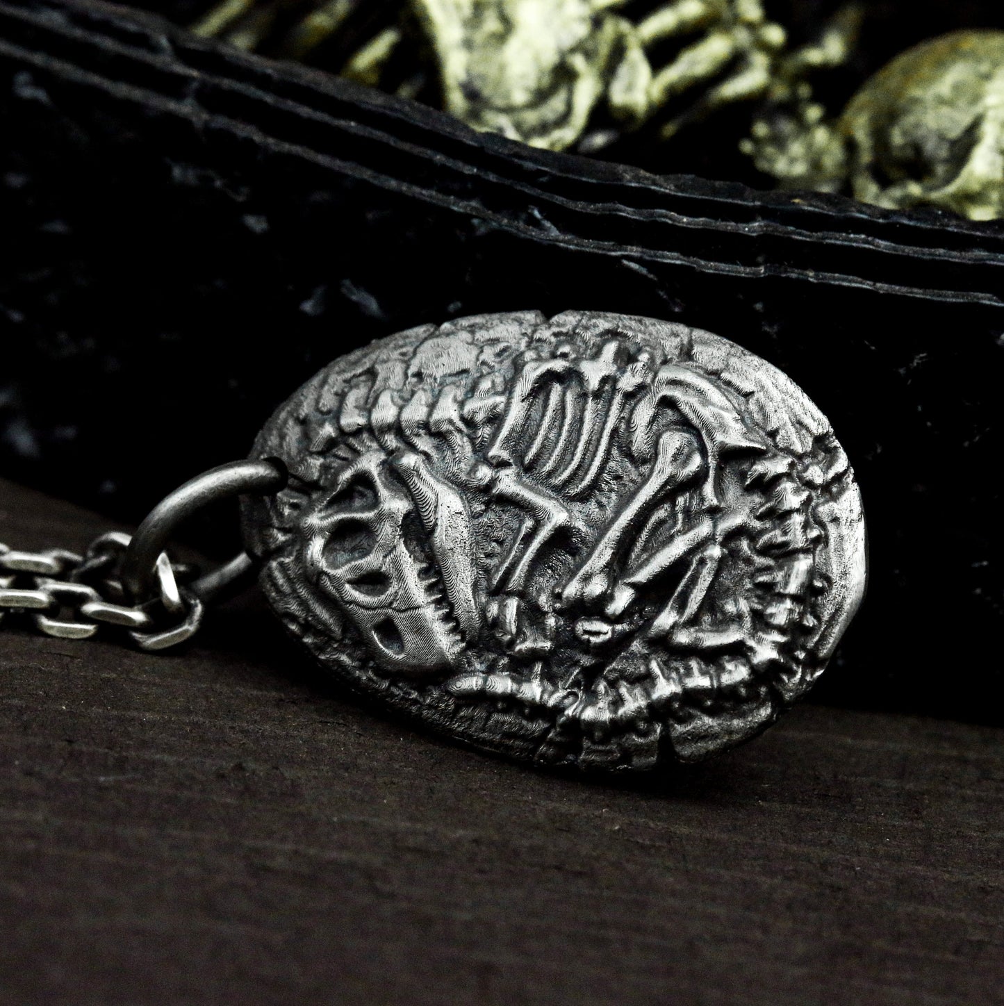 Fossil-Style Insect Shell Pendant (Raised) ¨C 925 Sterling Silver Handmade