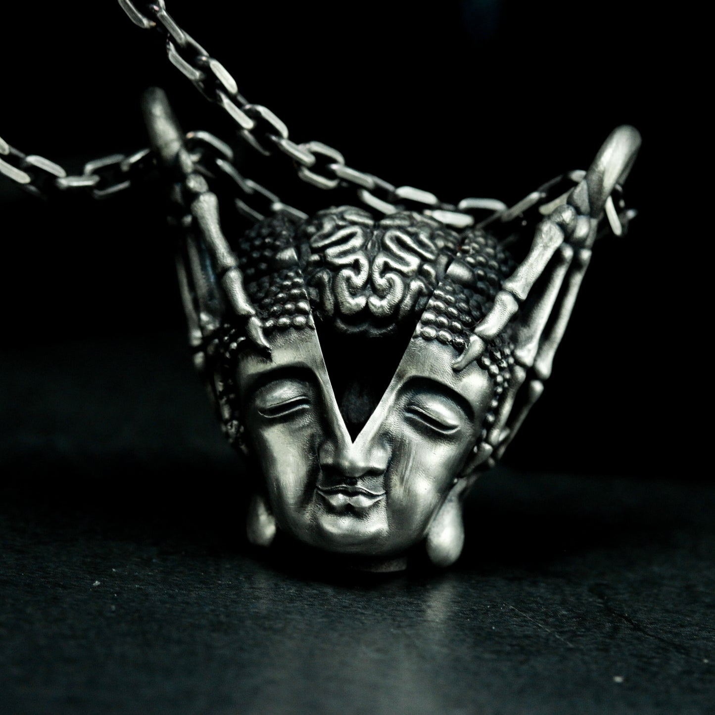 Guanyin Mask Pendant - 925 Silver Handmade Divine Expression