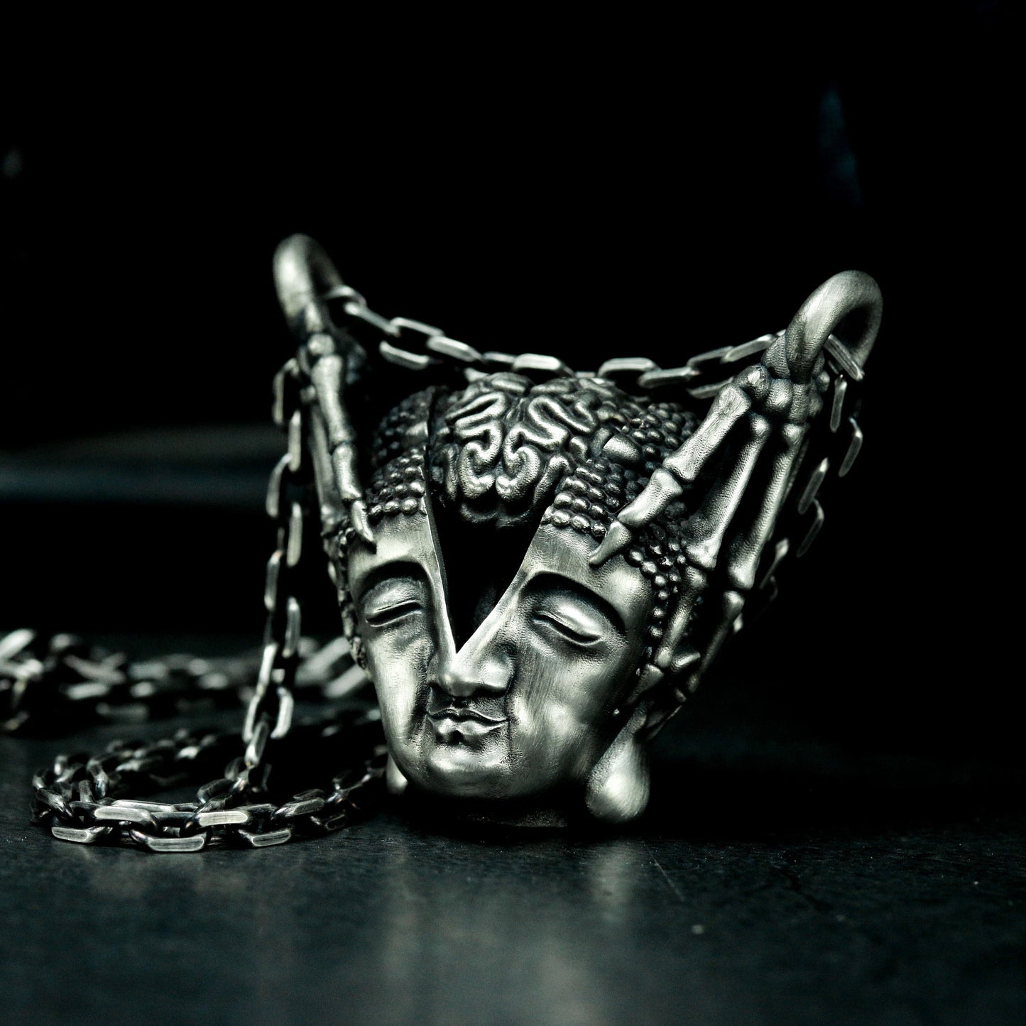Guanyin Mask Pendant - 925 Silver Handmade Divine Expression
