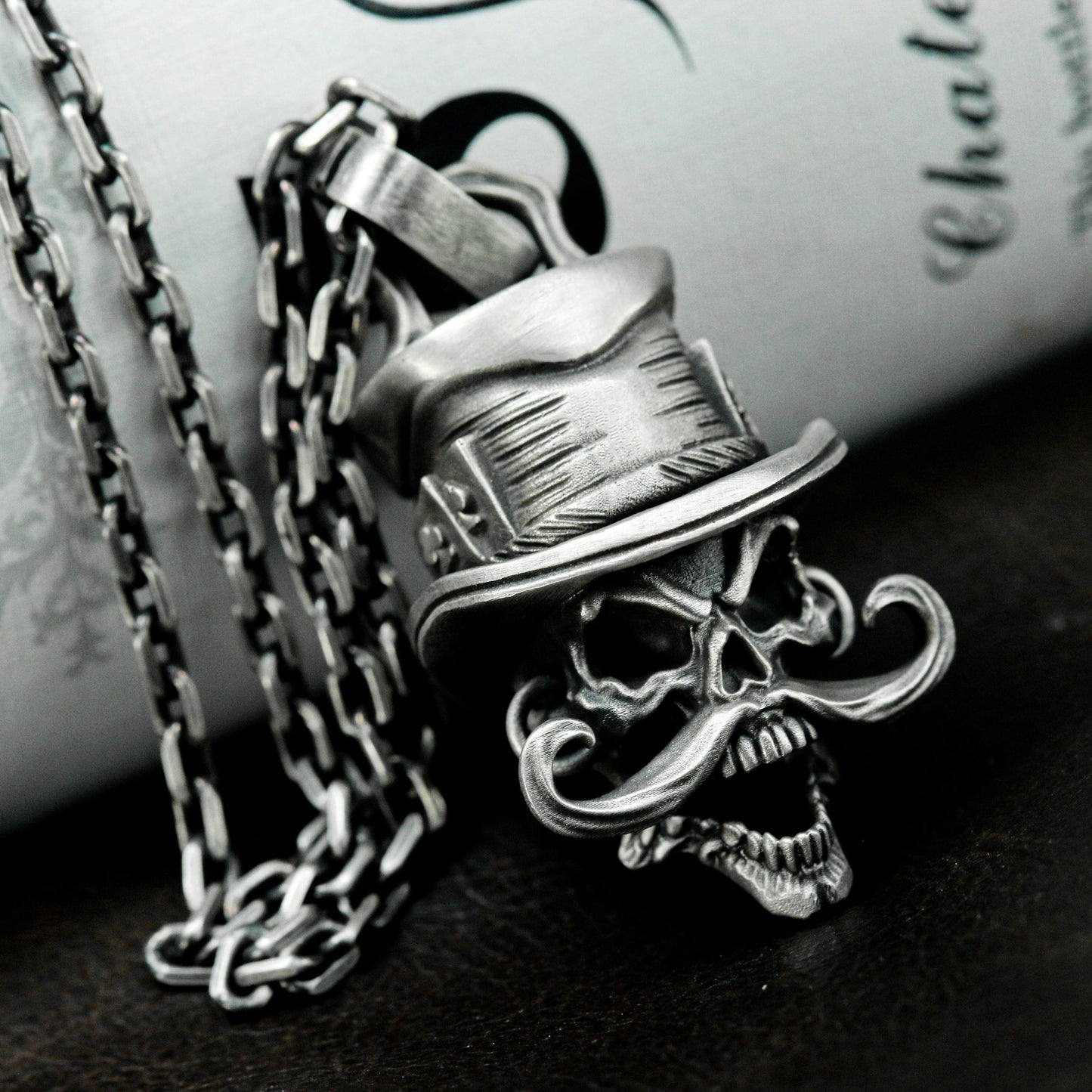 Top Hat Skull Pendant - 925 Silver Handmade