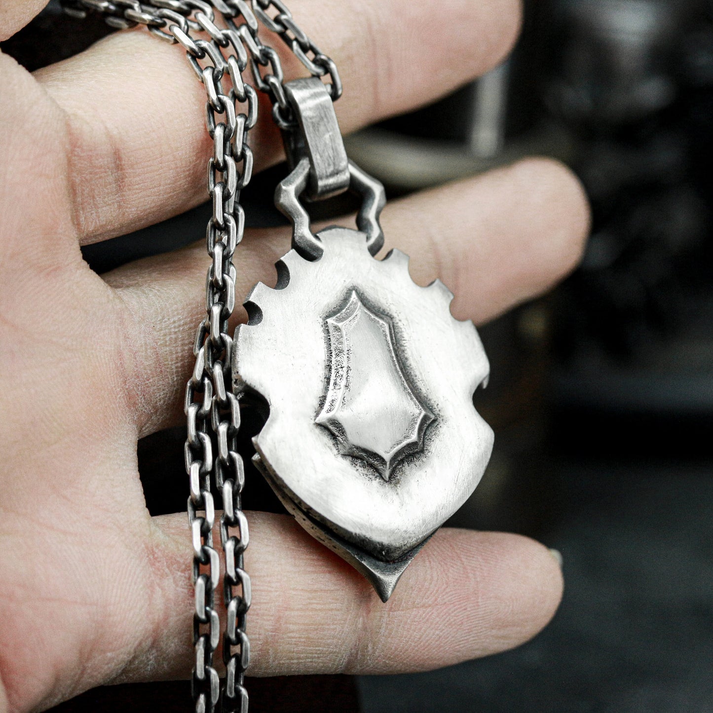 Steampunk Shield Pendant ¨C 925 Silver Handmade
