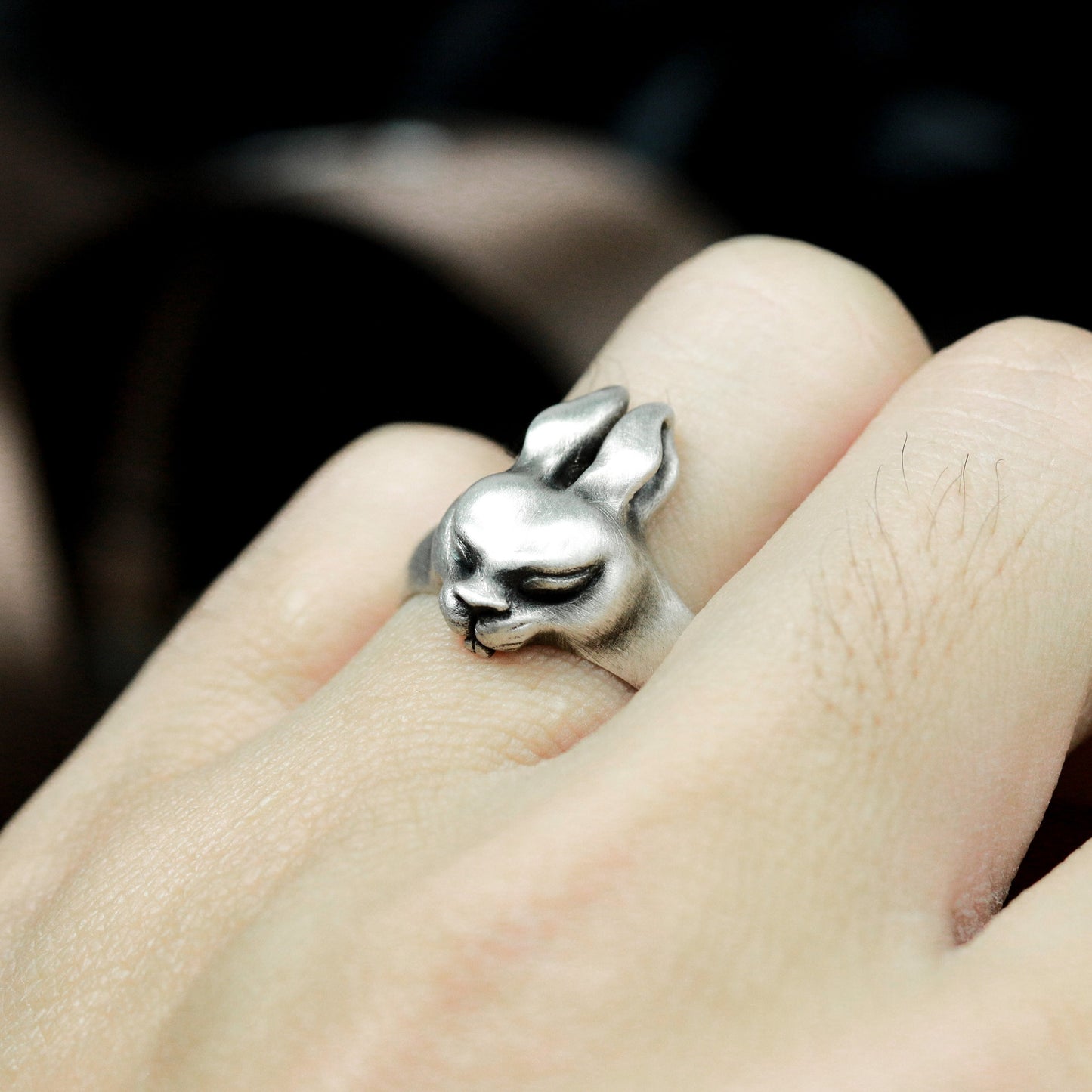 Cat Face Ring ¨C 925 Silver Handmade