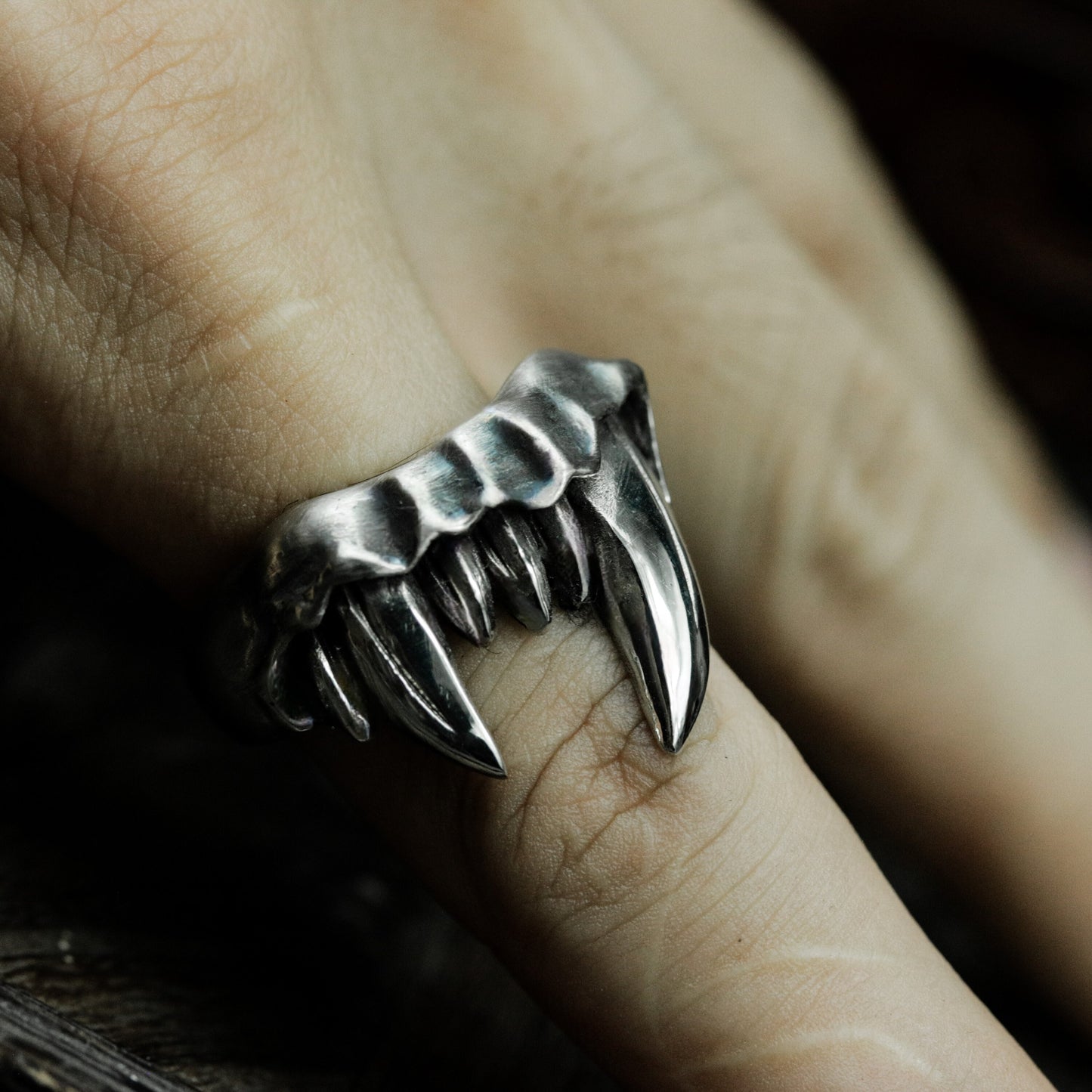 Vampire Fang Ring - 925 Silver Handmade Gothic Horror